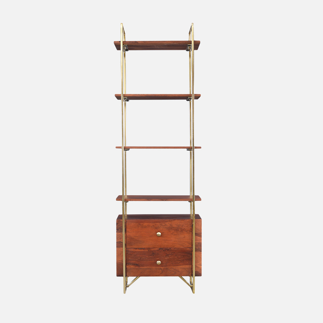 Alviya Book Shelves in Natural & Gold Colour