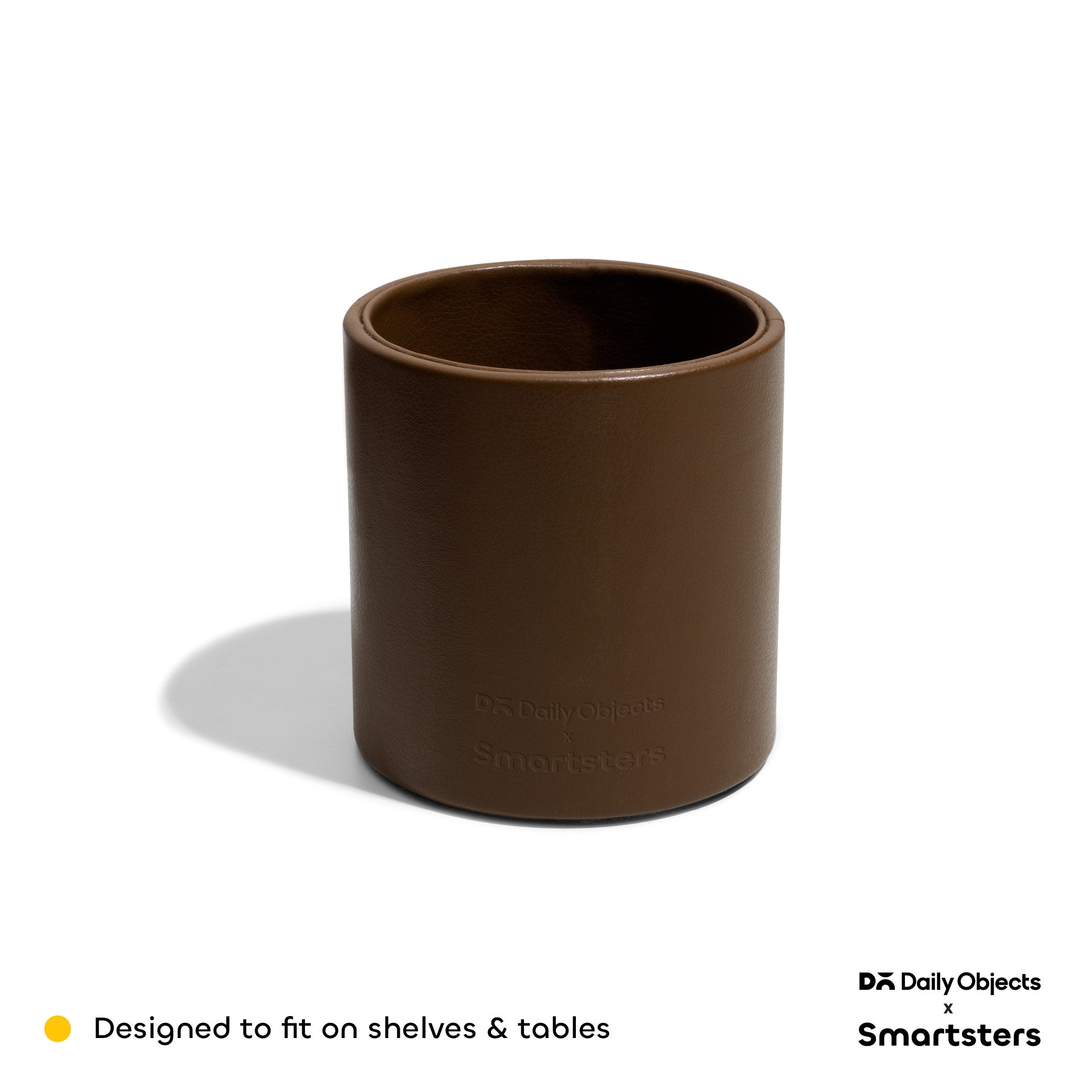 Bearcub MDF + Leatherite Pen Stand in Brown & Yellow Colour