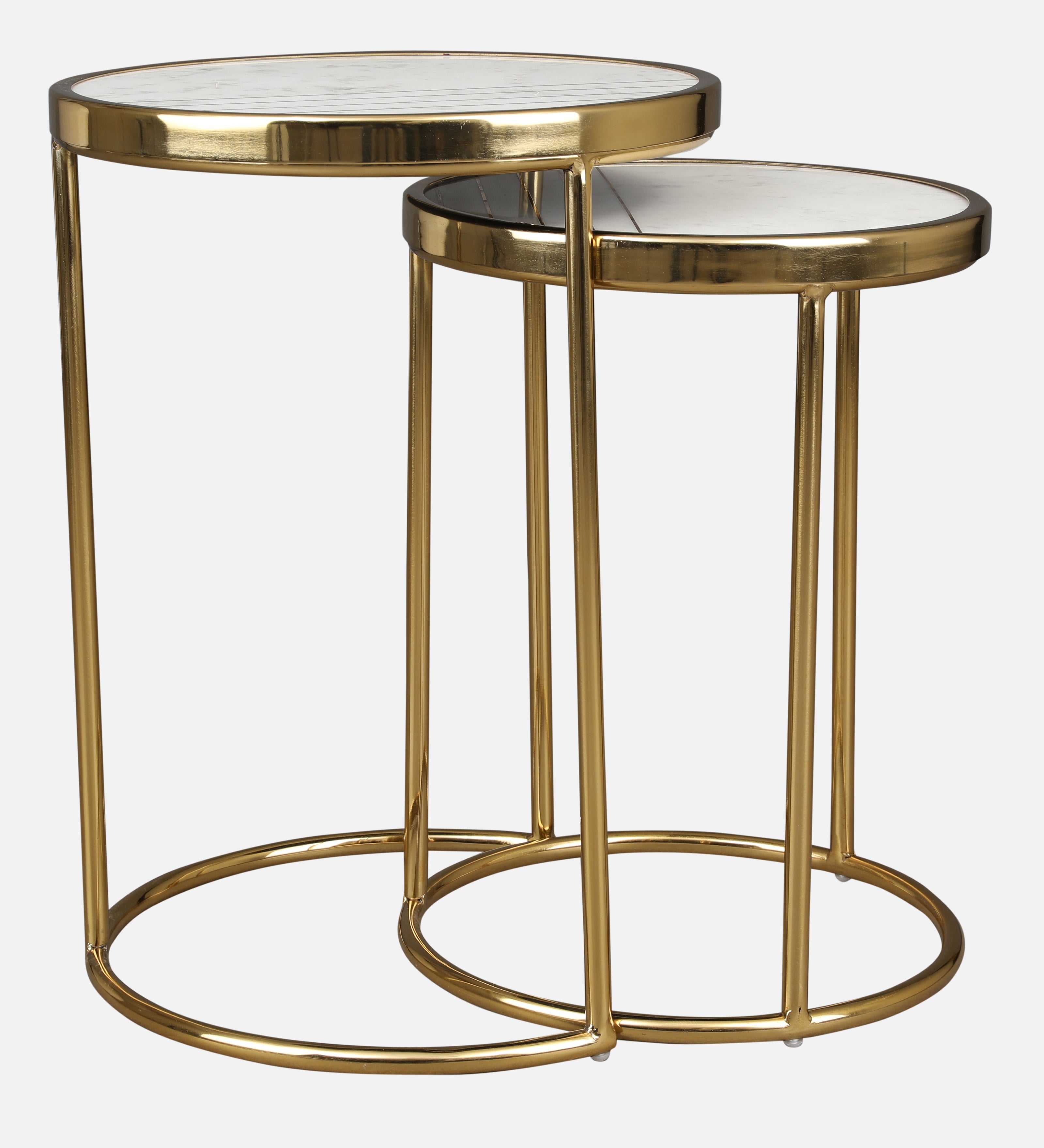 Netanya Metal Table in Gold & White Colour