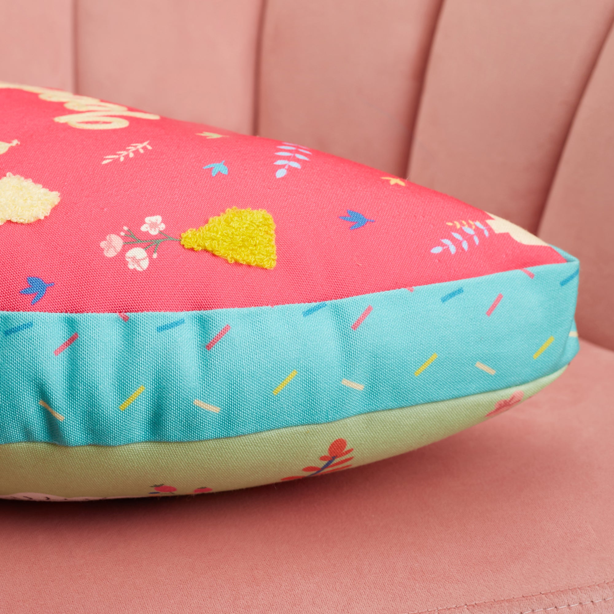 Good Life  Reversible Cooking Together Digital Printed Shaped Cushion 27x47 Cm in Fuchsia Colour