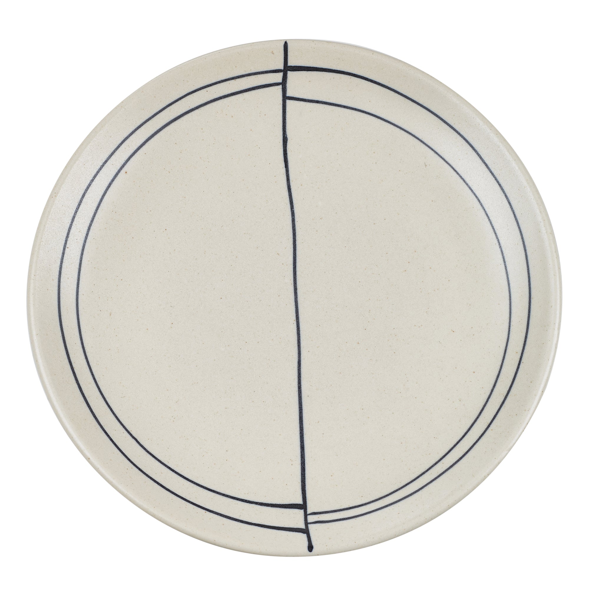 Artisanal Studio Pottery Stoneware Dinner Plate Set of 4 in Black & Ecru Colour