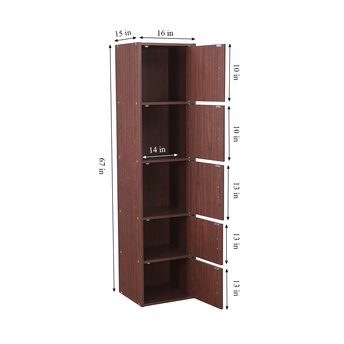 Albert Engineered Wood 5 Tier Cabinet in Cherry Brown Colour