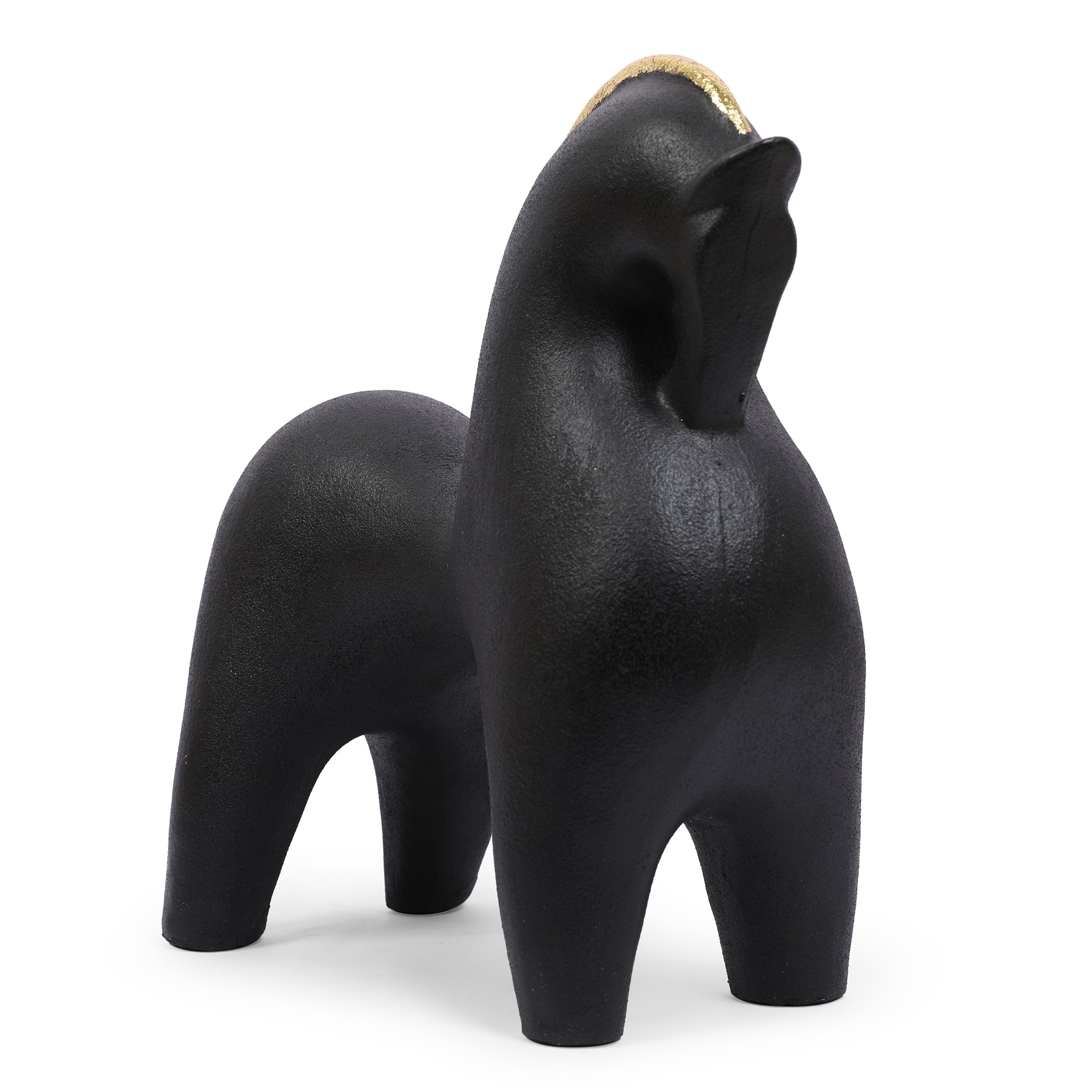Miraya Contemporary Horse Polyresin Hand Finished Figurine Black 27cm by Living Essence