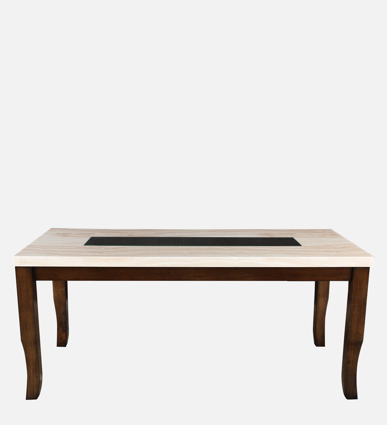Nexus Marble Finish Six Seater Dining Set With Bench in Antique Cherry Colour