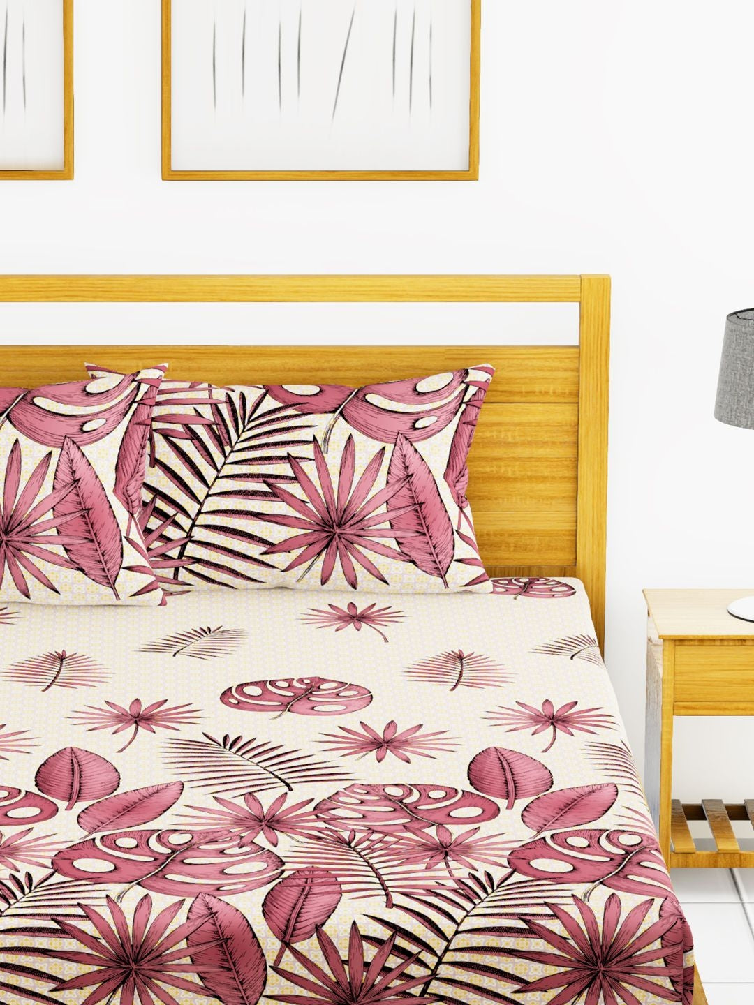 Callista Cotton King Bed Sheet 274X274 Cm in Maroon Colour