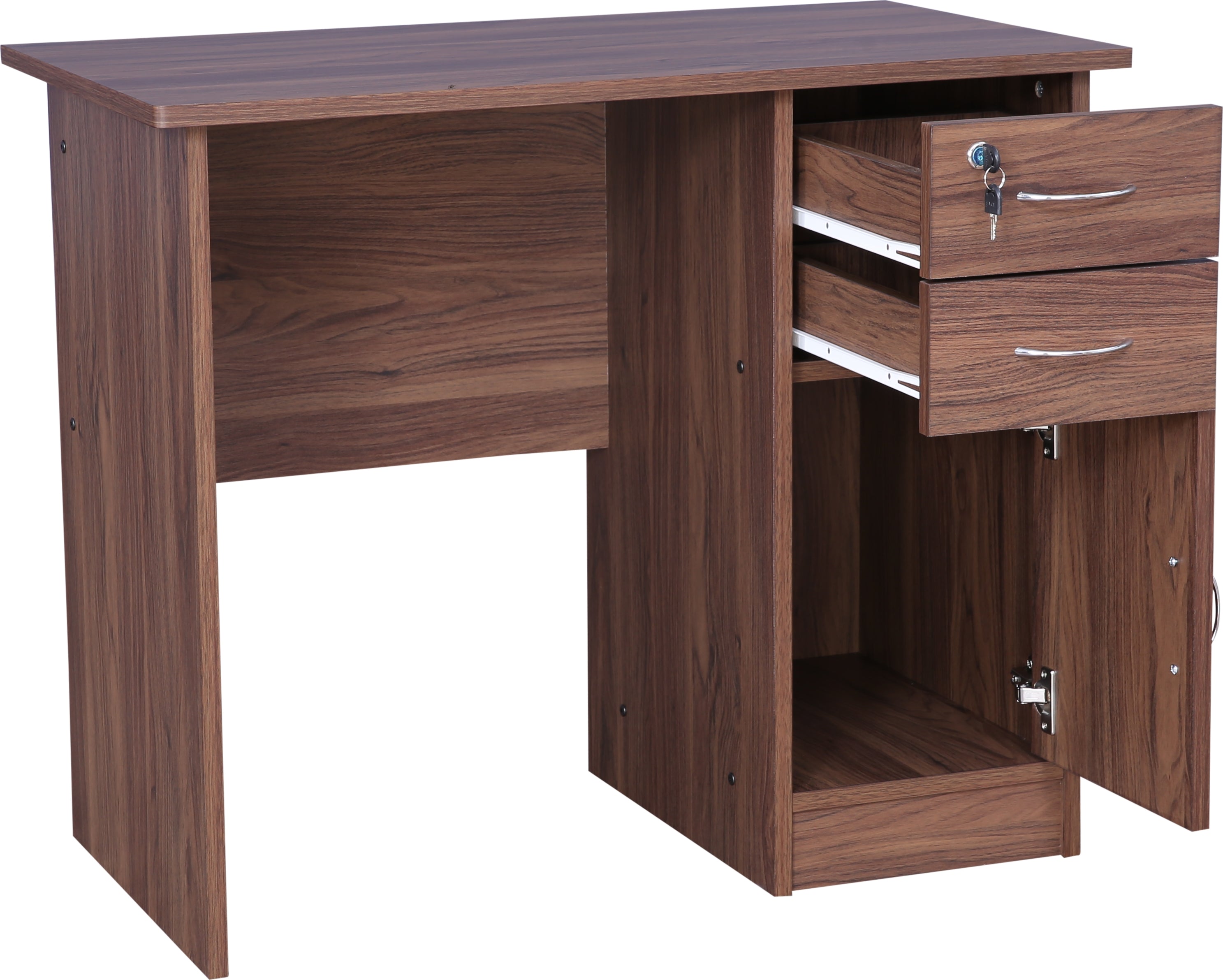 Simply Study Table with Three Drawer in Dark Walnut Colour