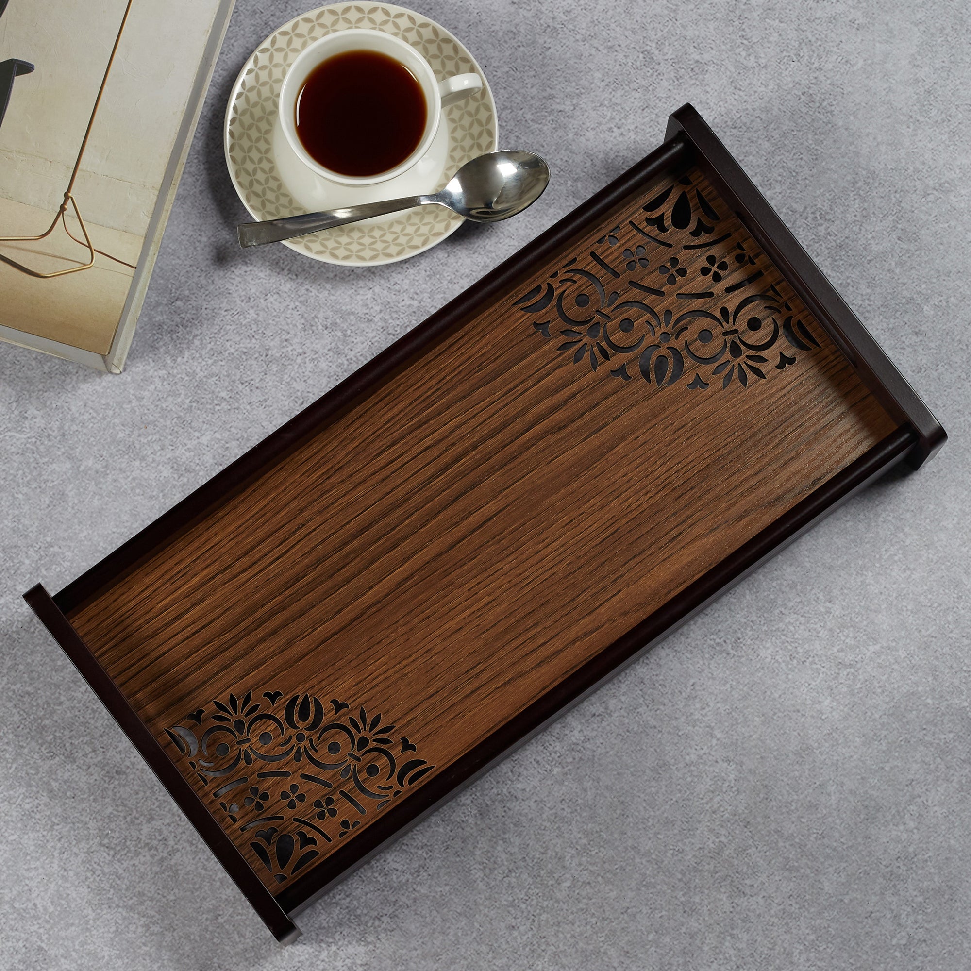 Reversible Dark Wenge Engineered Wood Tray Small in Multi Colour
