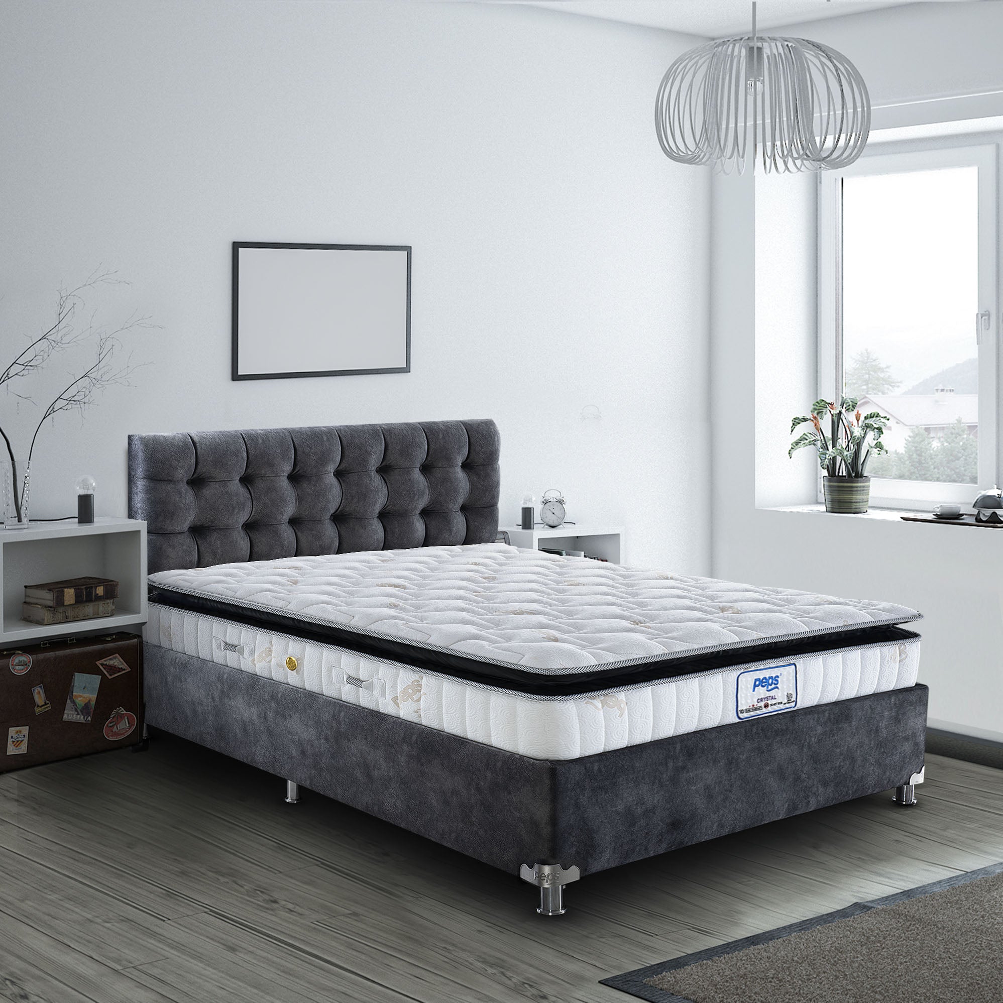 Crystal Pocket Spring Single Mattress 72x36x8 Inch in Beige Colour