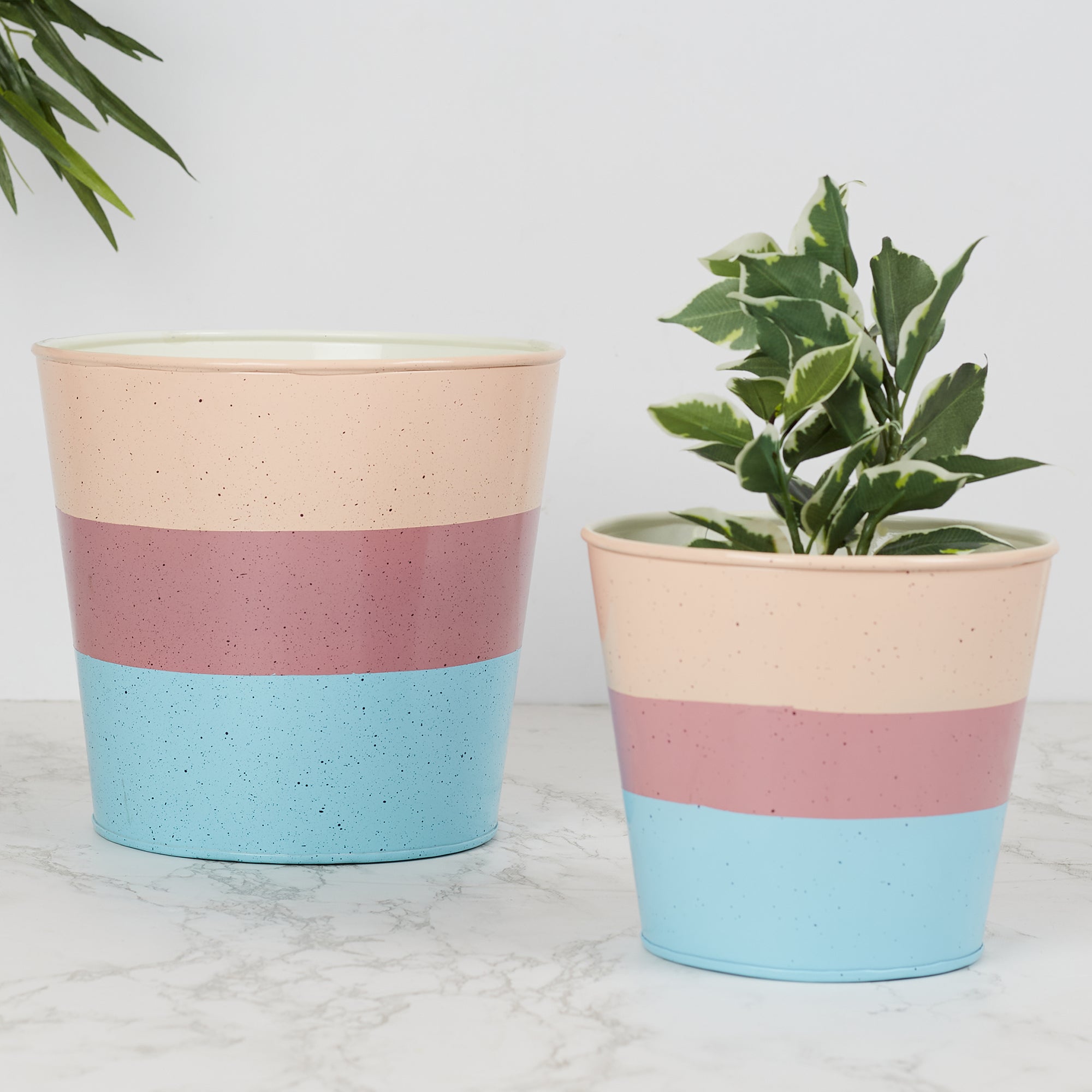 Pep Pop Metal Multi Band Planter 14Cm in Blush Colour