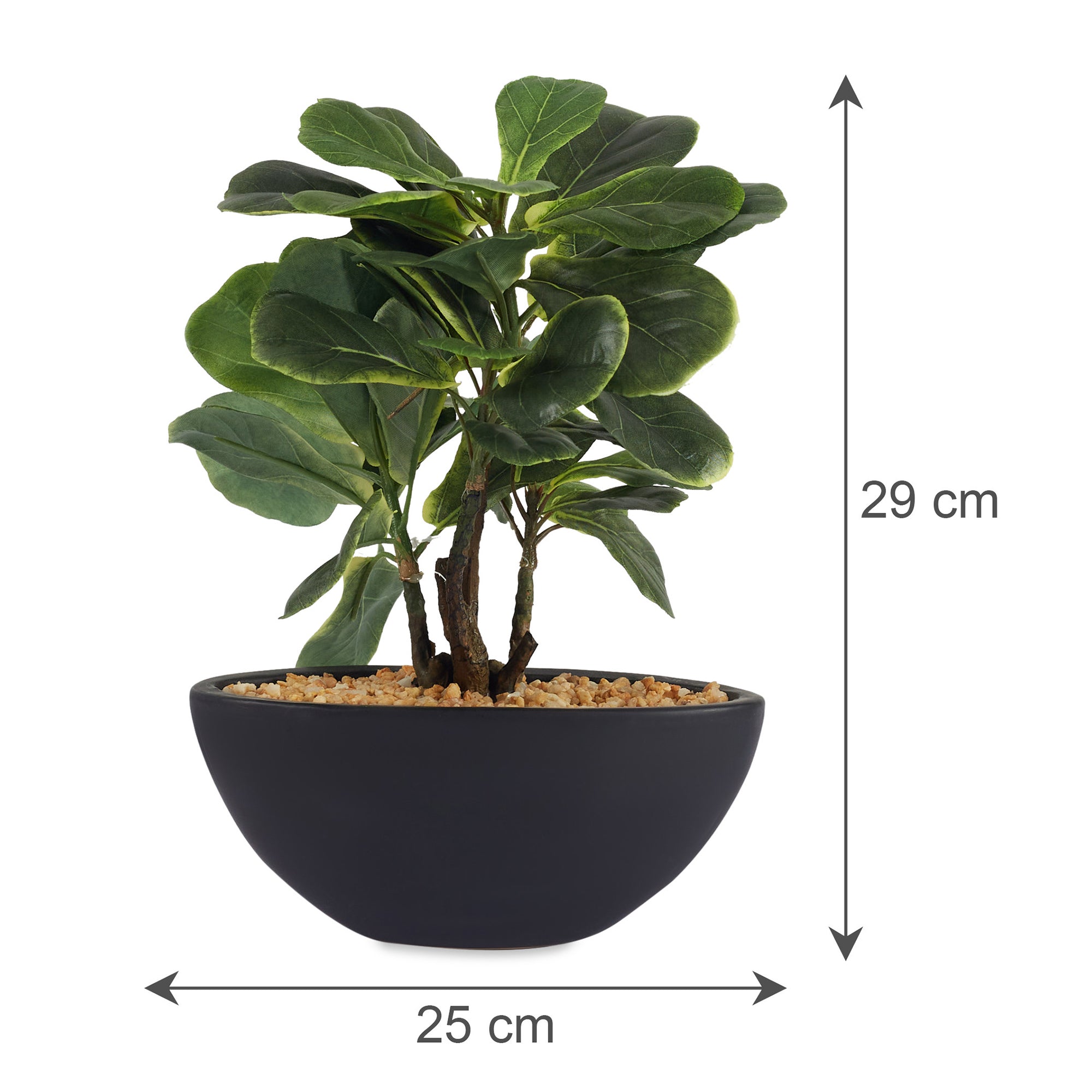Ilana  Faux Fiddle Ceramic Potted Plant 29 Cm in Green Colour