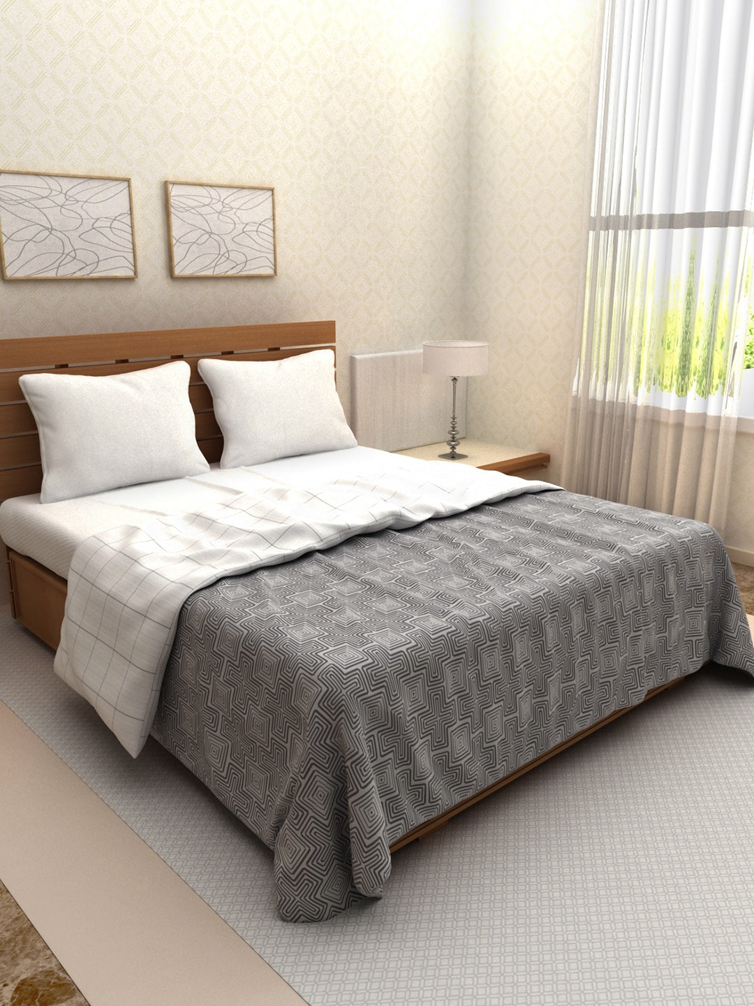 Amour Polycotton Double Dohar in Charcoal Colour
