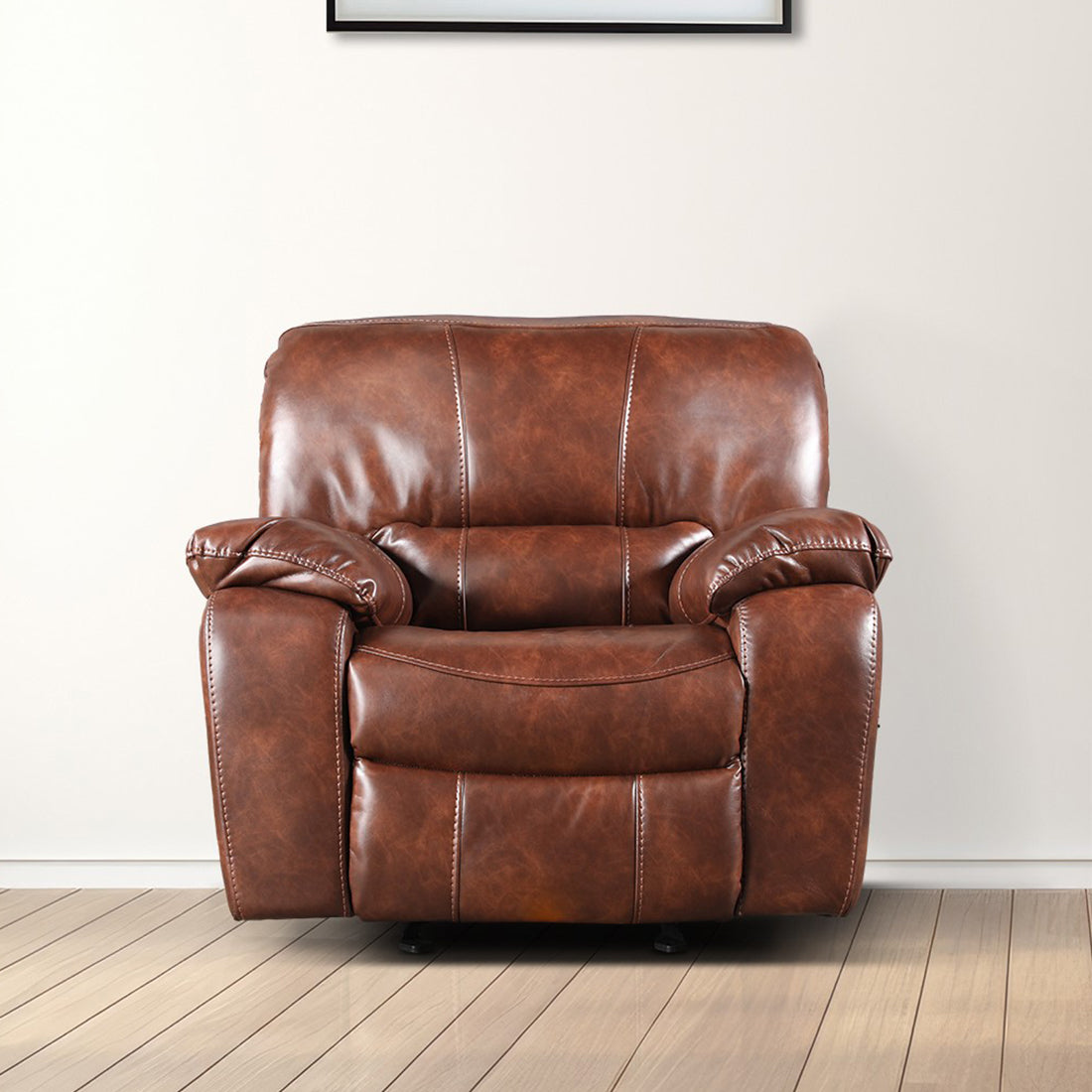 Urbano Leather Fabric Single Seater Recliner in Brown Colour