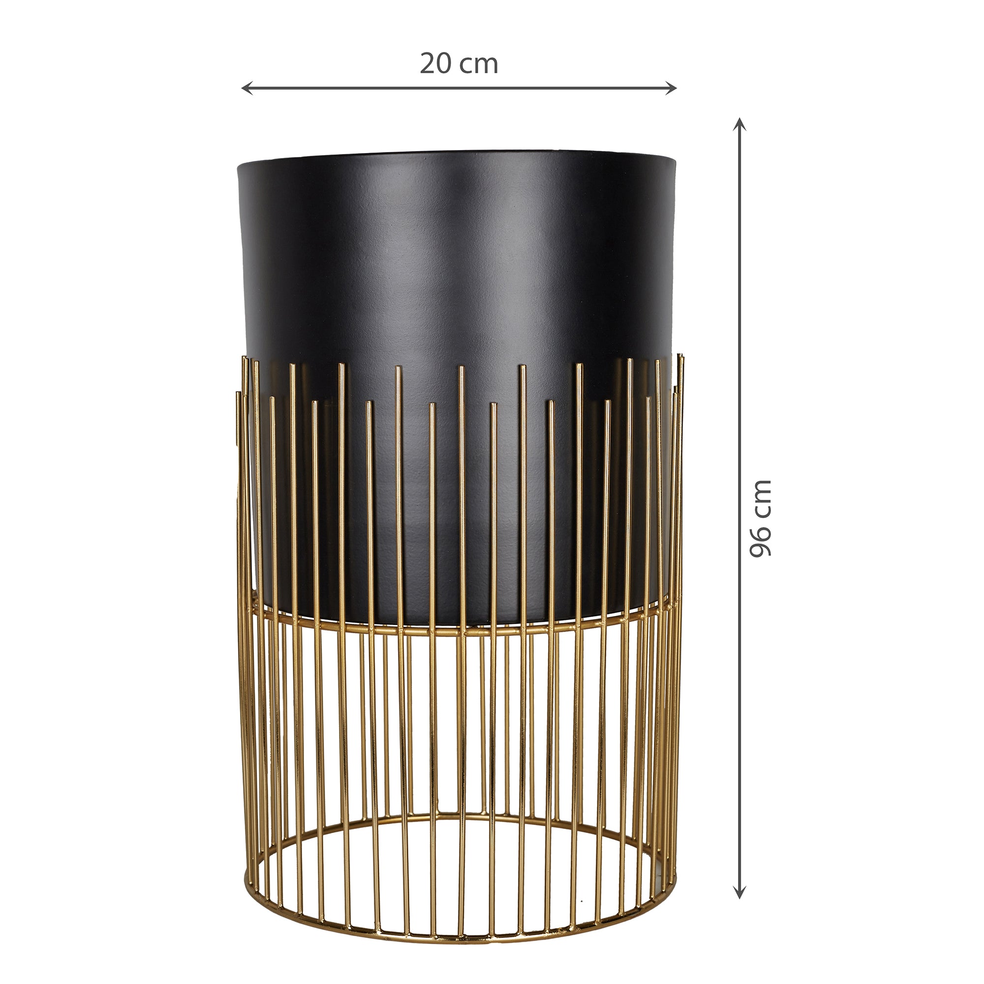 Artiskylar Metal Matt Finish Planter 41 Cm in Black and Gold Colour