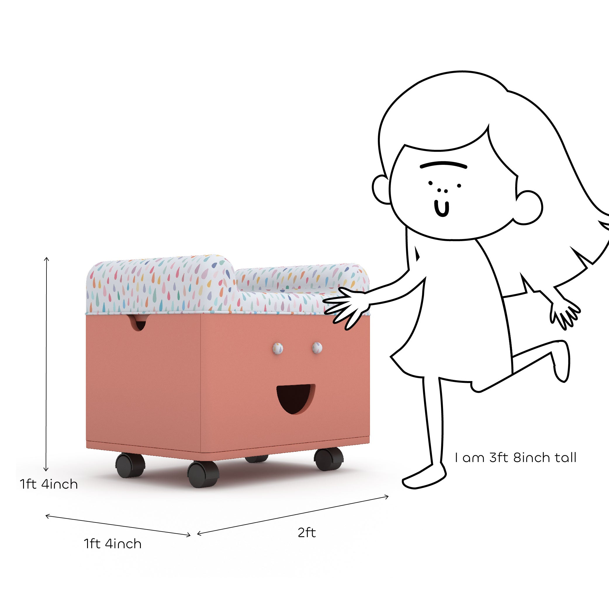 Happy Storage Bench in Coral Paradise Colour