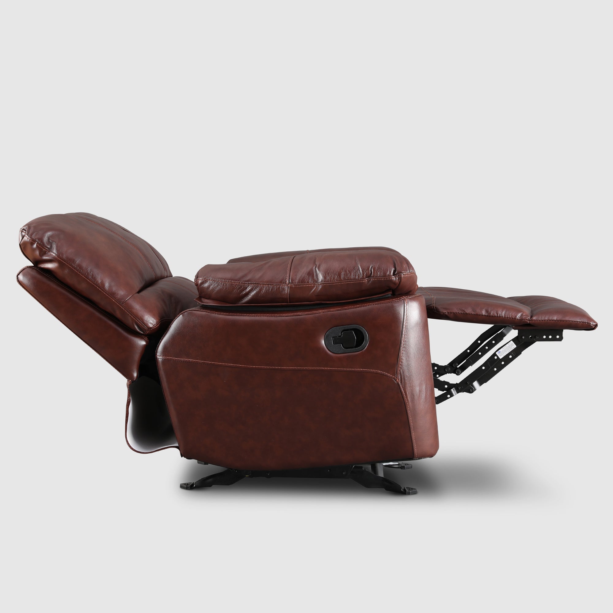 Charles Half Leather Single Seater Rocker Recliner in Brown Colour