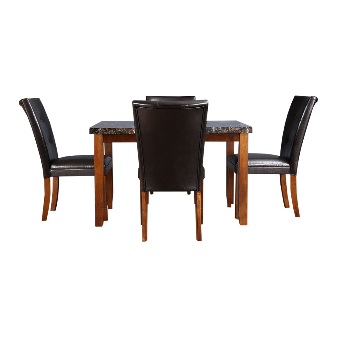 Eden Marble Finish Top 4 Seater Dining Set in Brown Colour