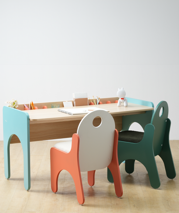 Cubby Twin Seater Spacious Study Desk with Iconic Storage Separators in Marine Teal Colour