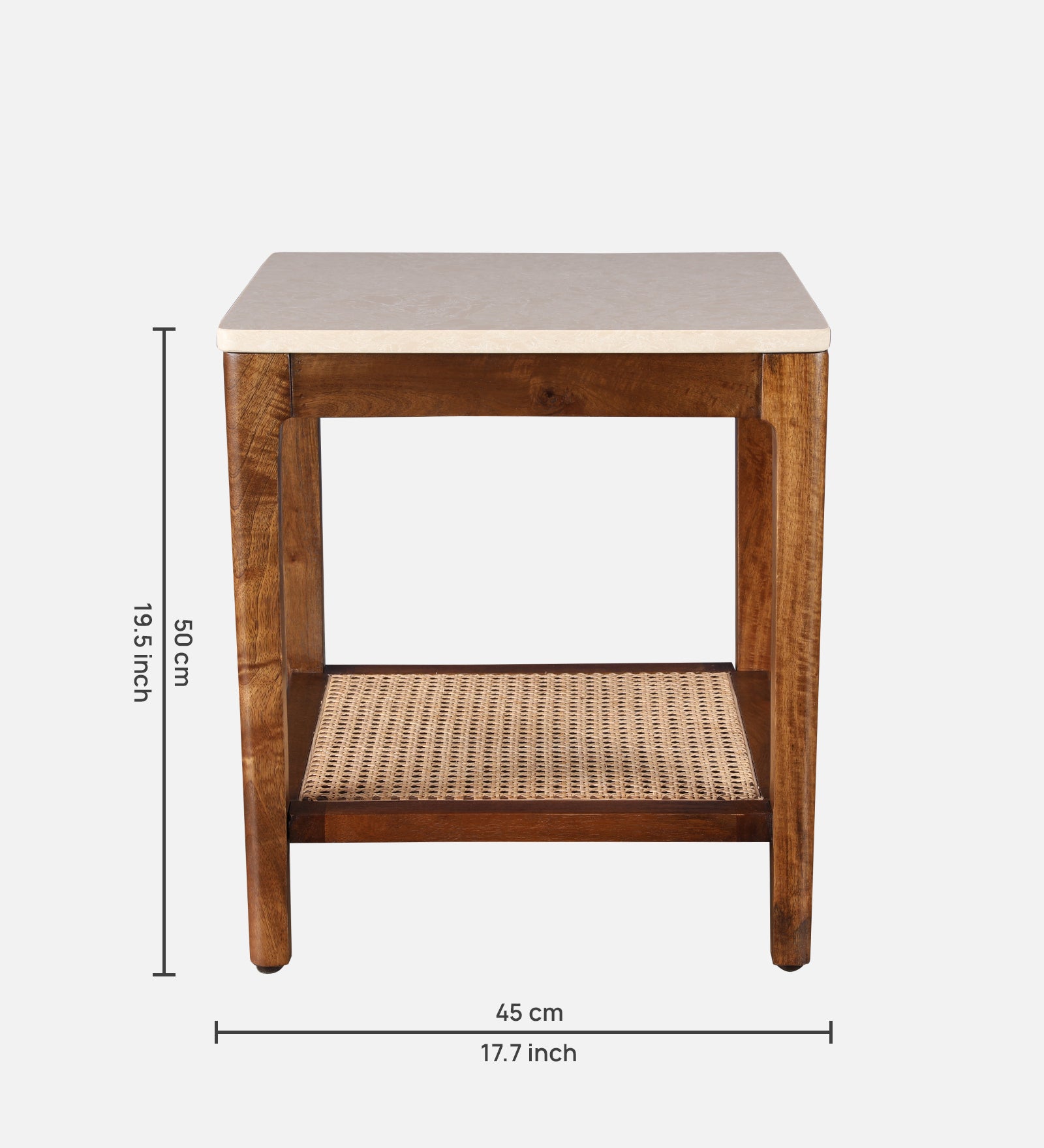 Siam Acacia Wood Side Table in Beige Colour