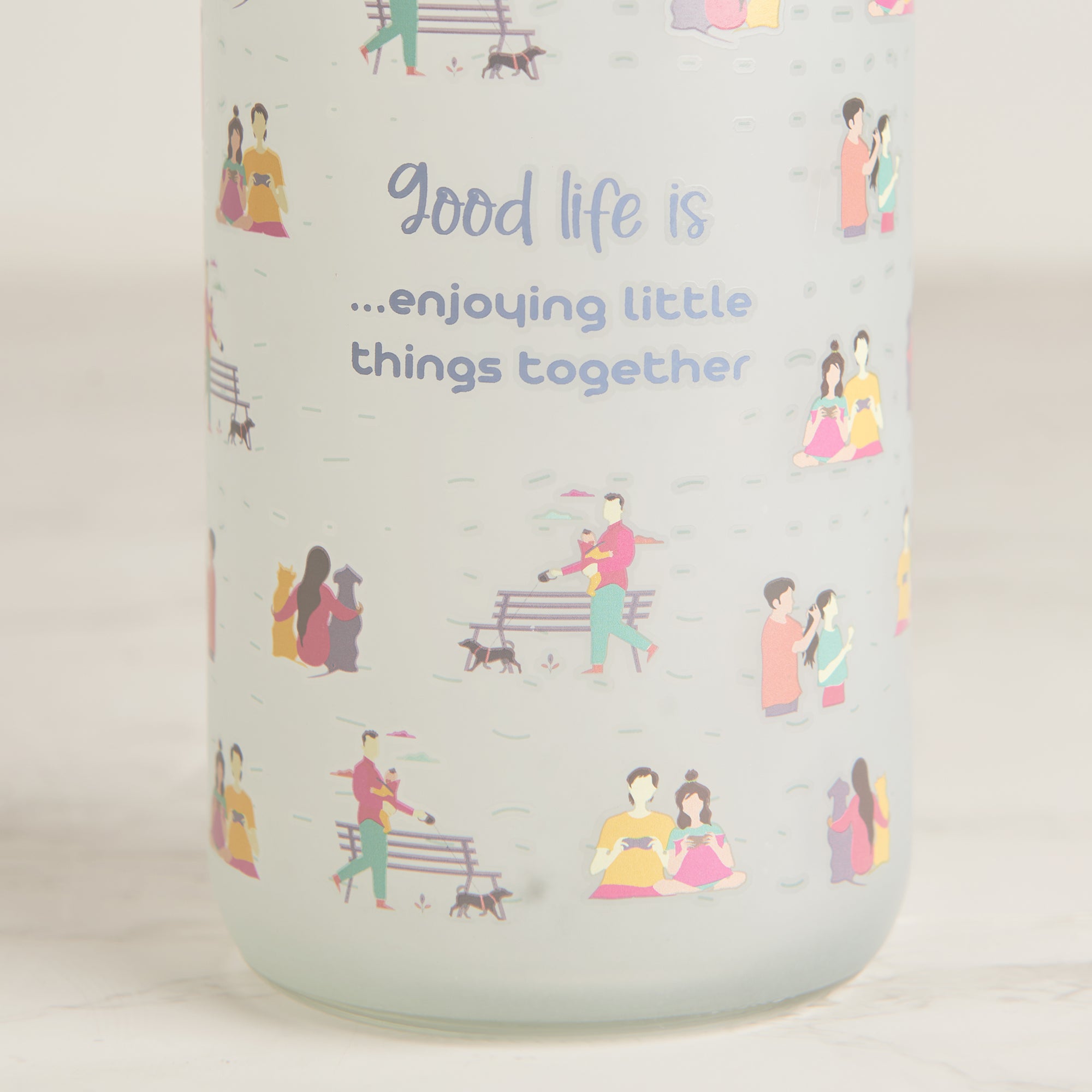 Good Life Glass Frosted Milk Bottle 1 Ltr in White Colour