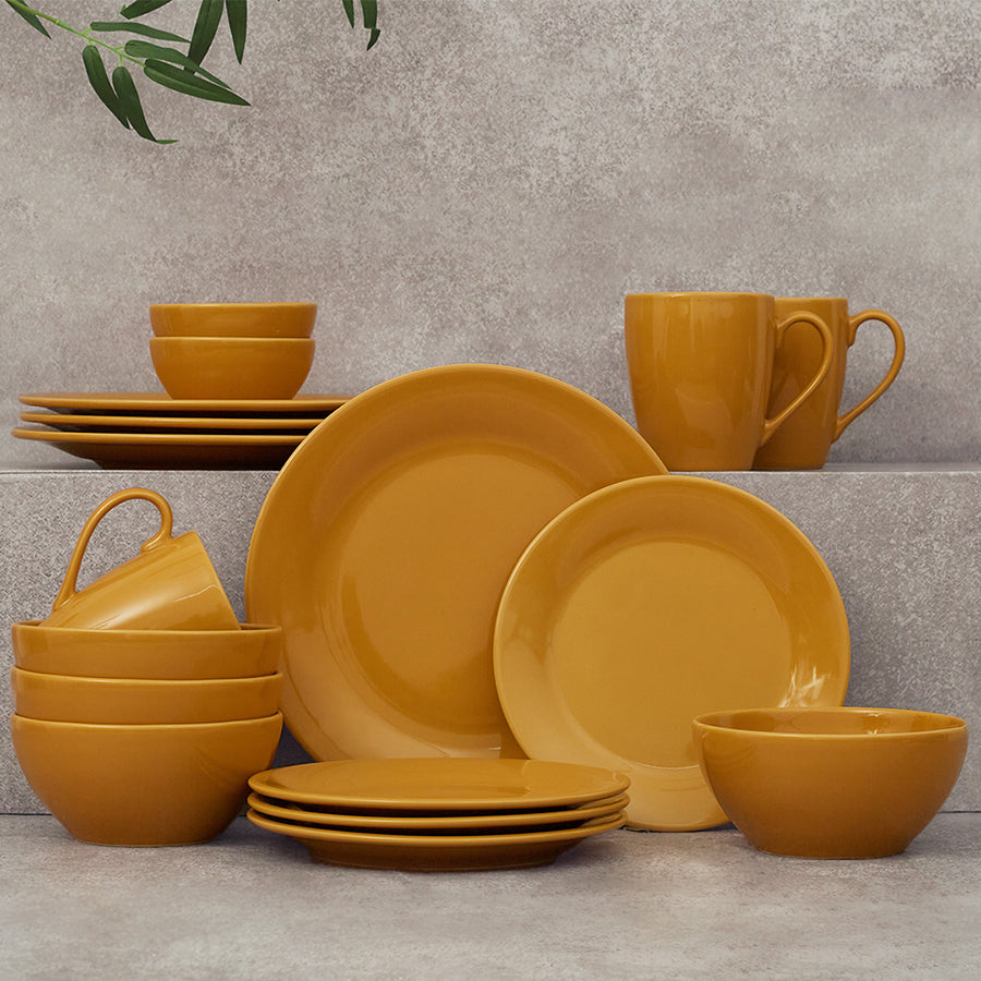 Palette Ceramic 4 Inch Curry Bowl 4 Pcs in Yellow Colour