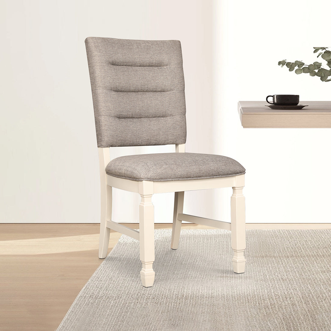 Wisp Rubber Wood Dining Chair Set Of 2 in Antique White Colour