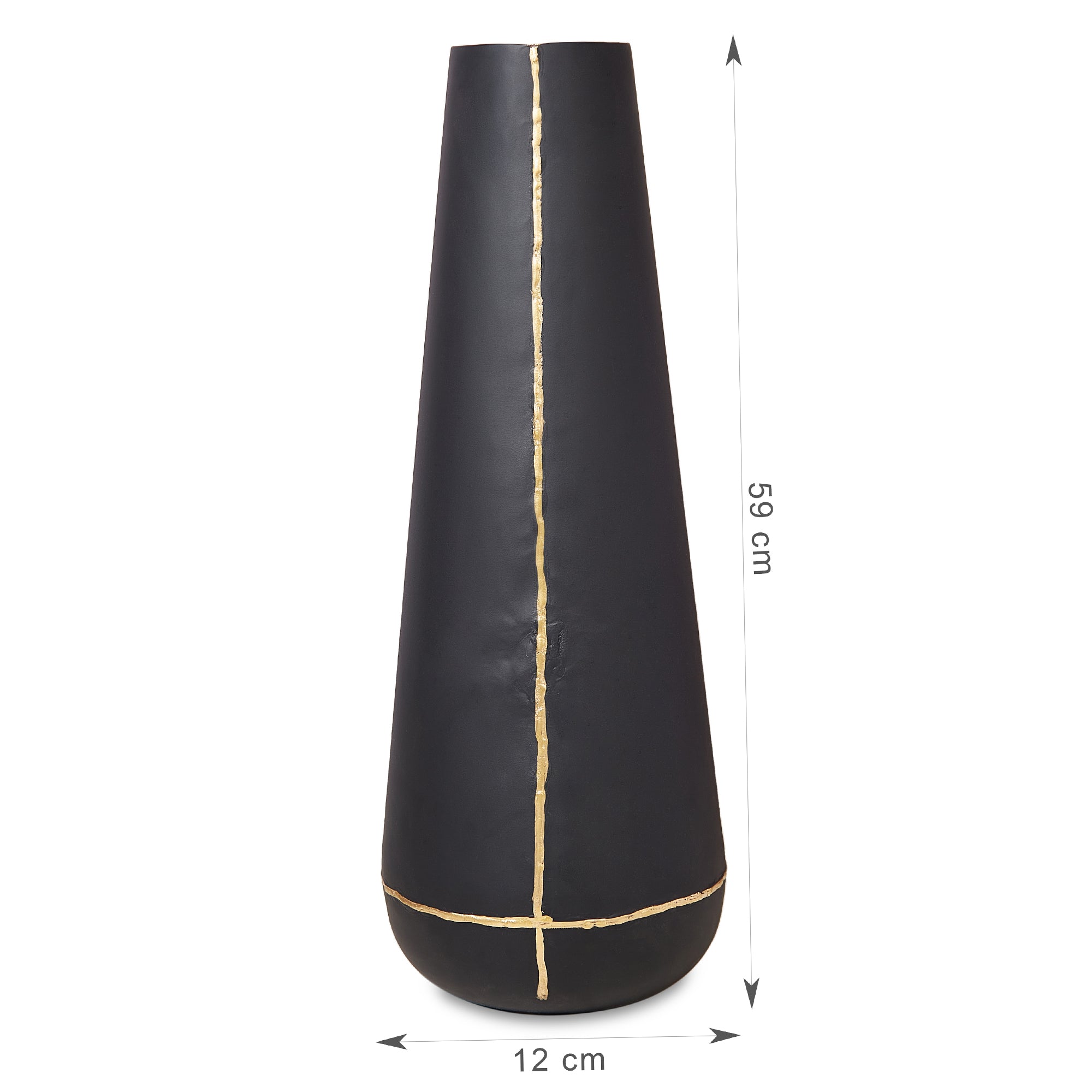 Mezzo Metal Vases 58 cm in Black Colour