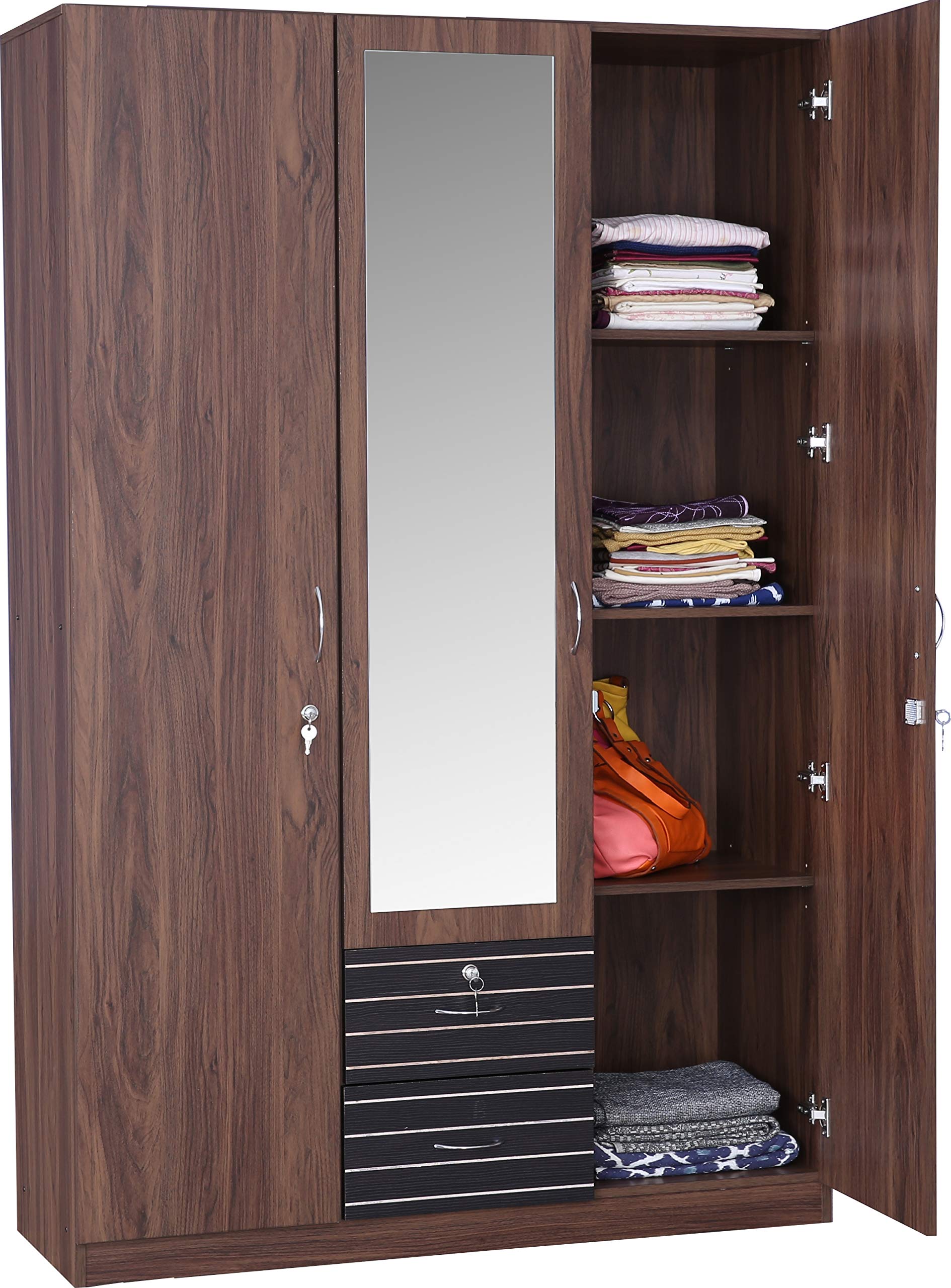 Molly Engineered Wood Three Door Wardrobe