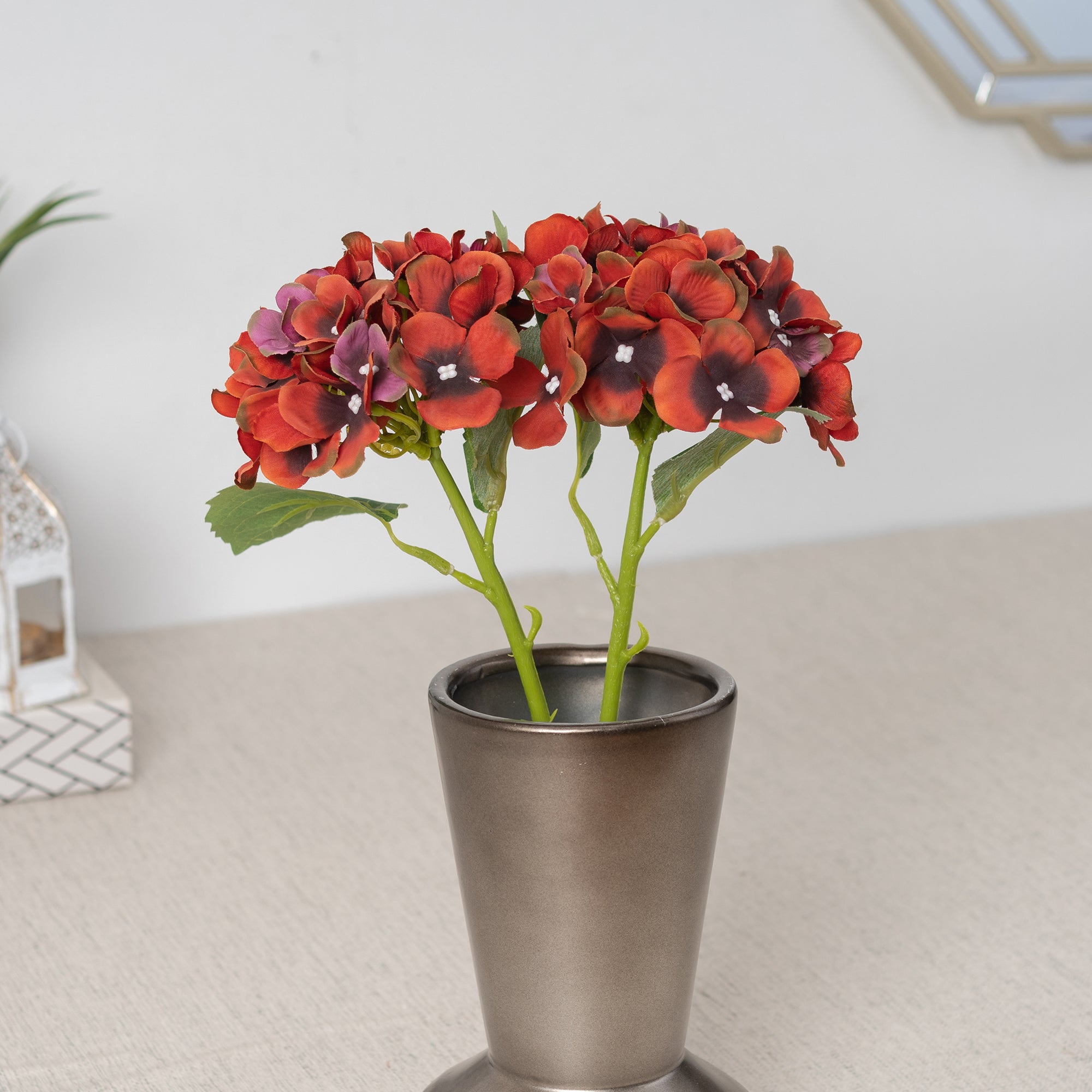 Elora  Red Hydrangea Faux Flower 29 Cm in Red Colour