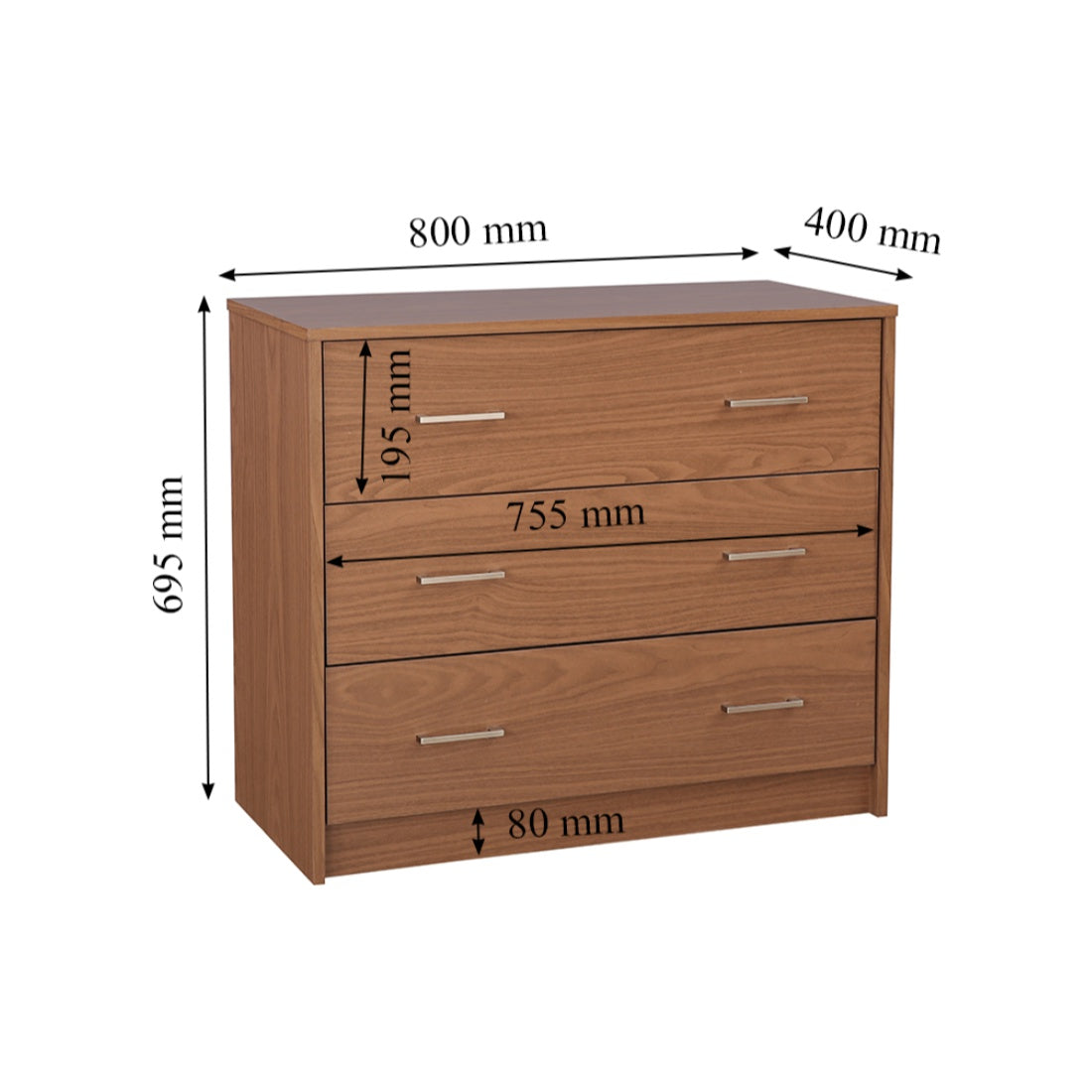 Atlas Engineered Wood Chest of Drawers in Walnut Colour