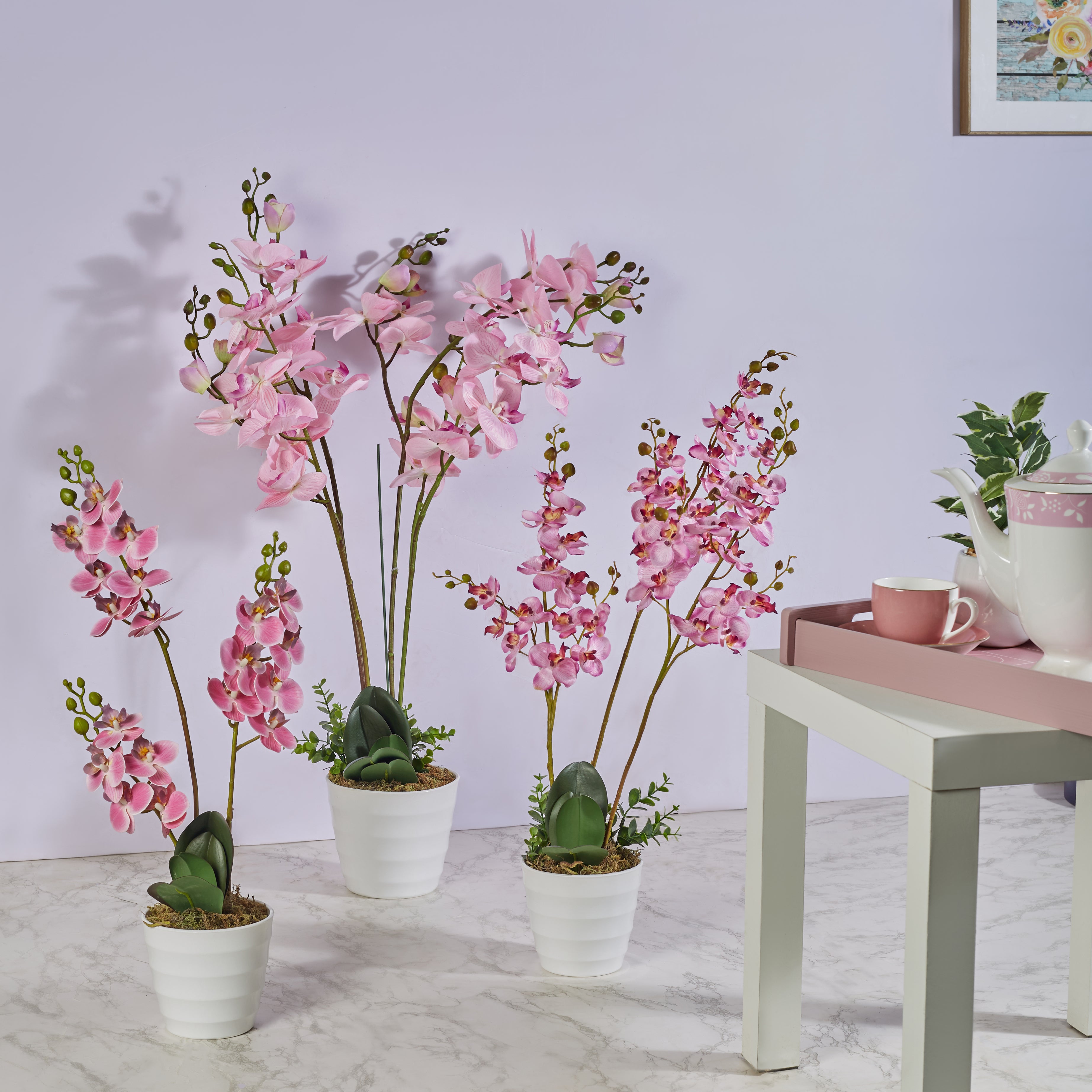 Ilana Artificial Orchid Potted Plant 55Cm in Pink Colour