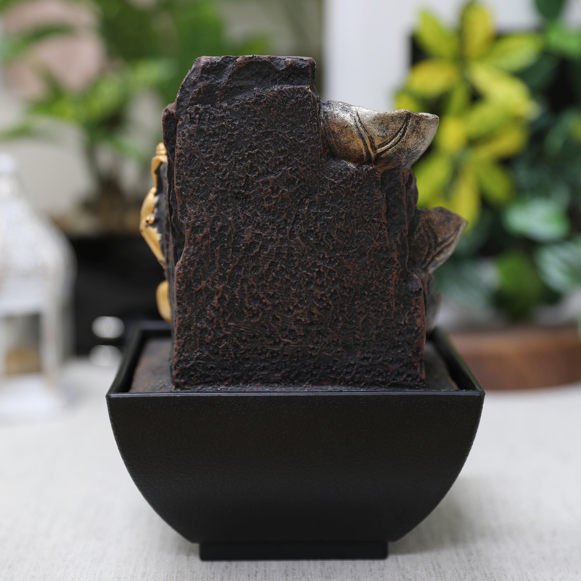 Impression Polyresin Meditating Ganesha Fountain 13X18Cm in Black Gold Colour