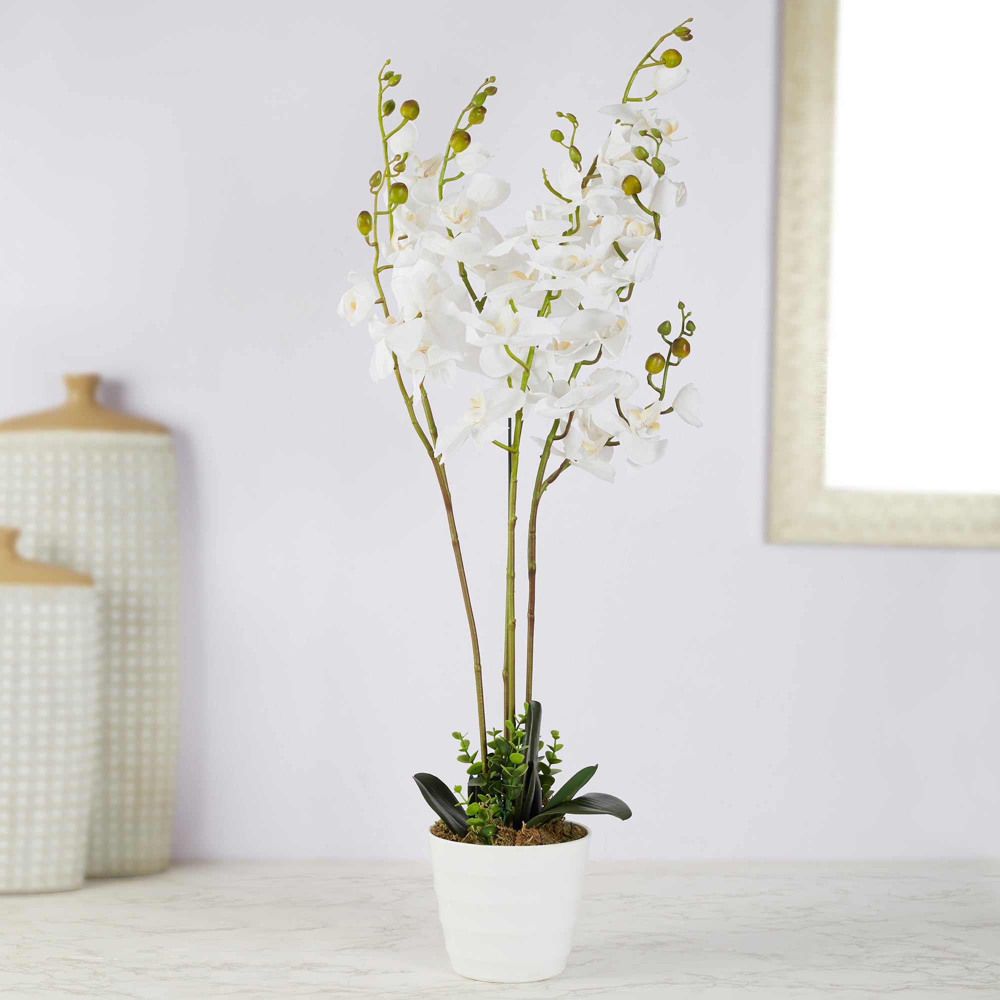 Ilana Artificial Orchid Potted Plant 75Cm in White Colour