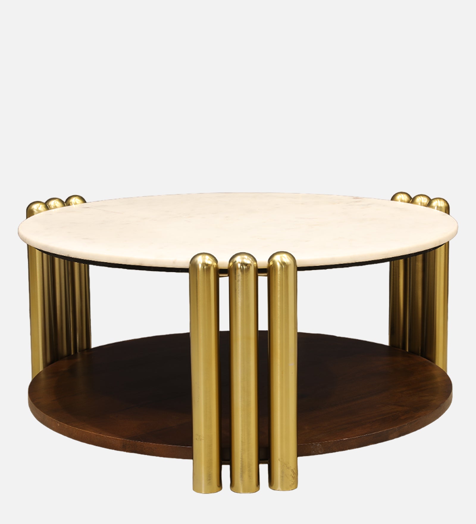 Regalia Marble Top Center Table in White & Gold Colour