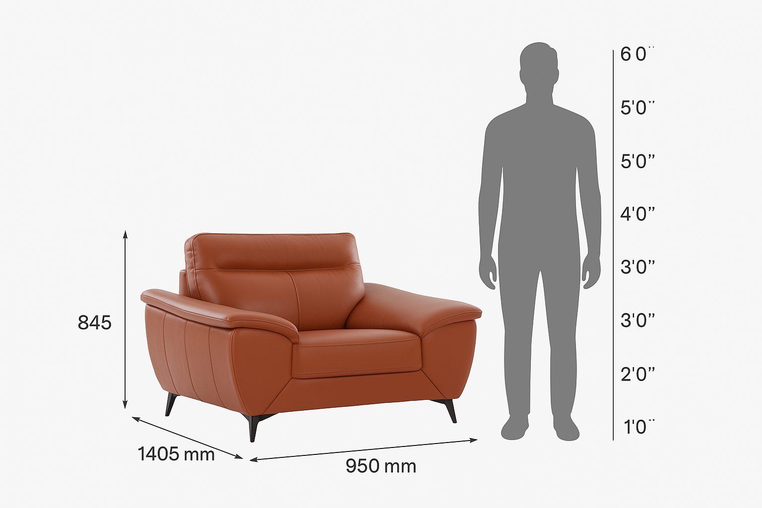 Genova Leatherette Single Seater Sofa in Tan Colour