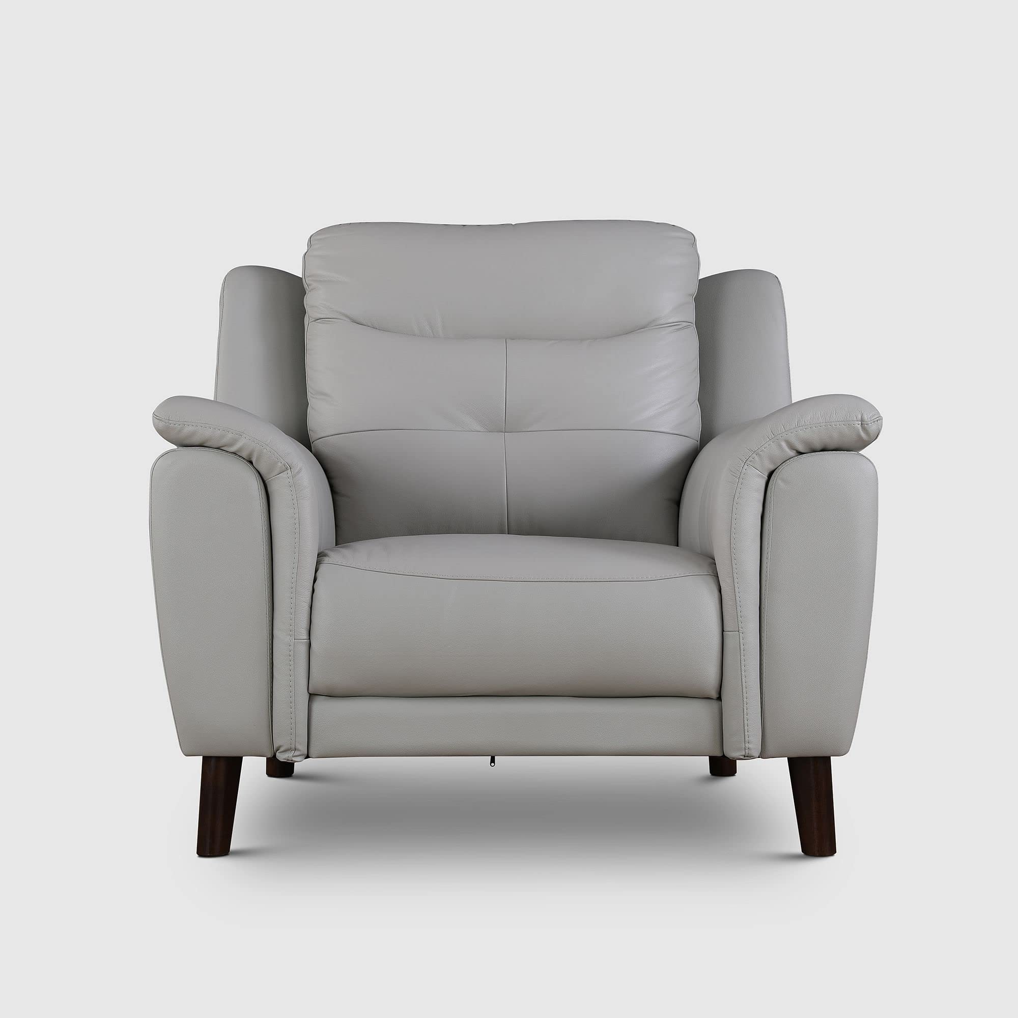 Alexa Half Leather Single Seater Sofa in Light Grey Colour