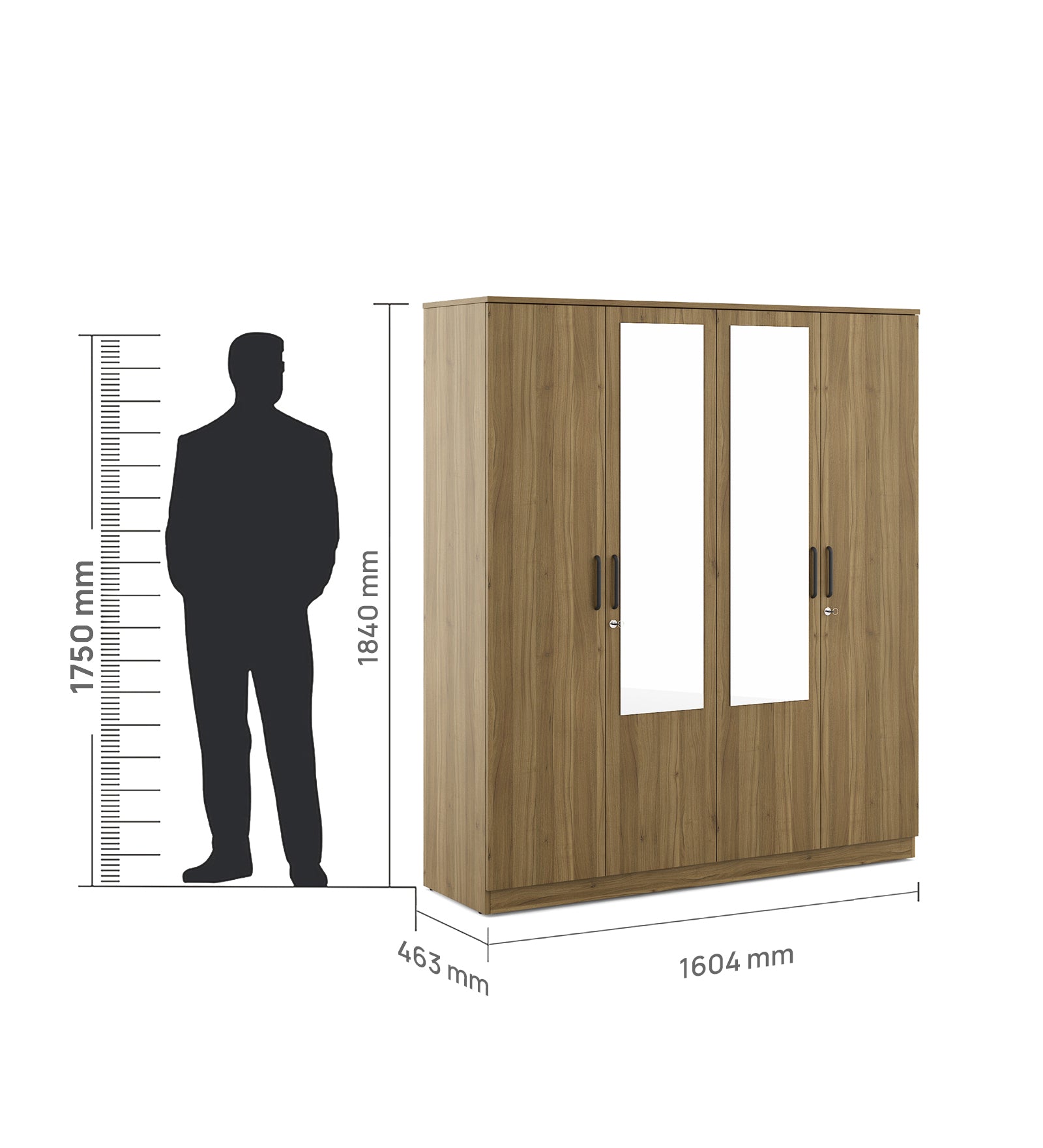 Paula Engineered Wood King Bed Box Storage with 4 Door Wardrobe & Night Stand Package