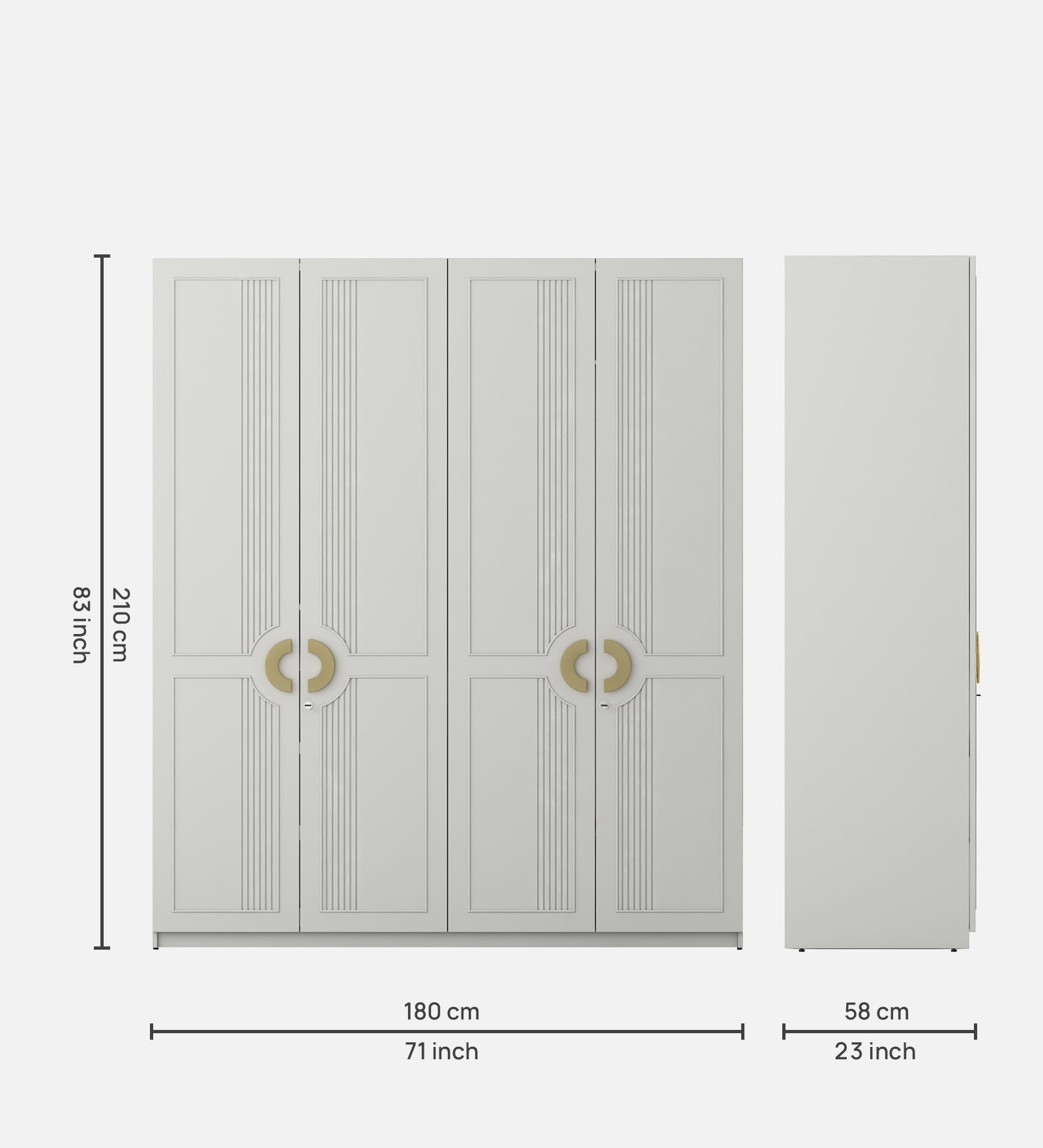 Akira 4 Door Wardrobe in Pumic Grey Colour
