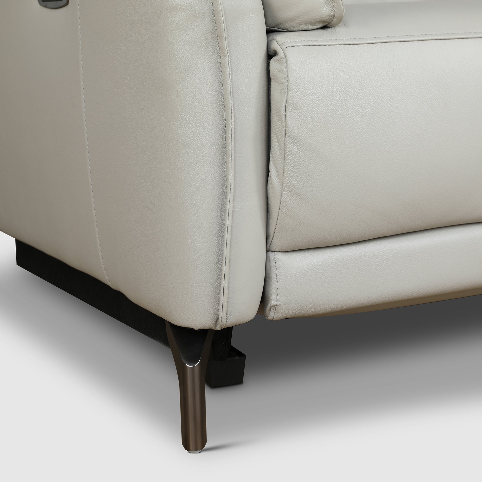 Emilia Half Leather Two Seater Electric Recliner in Light Grey Colour