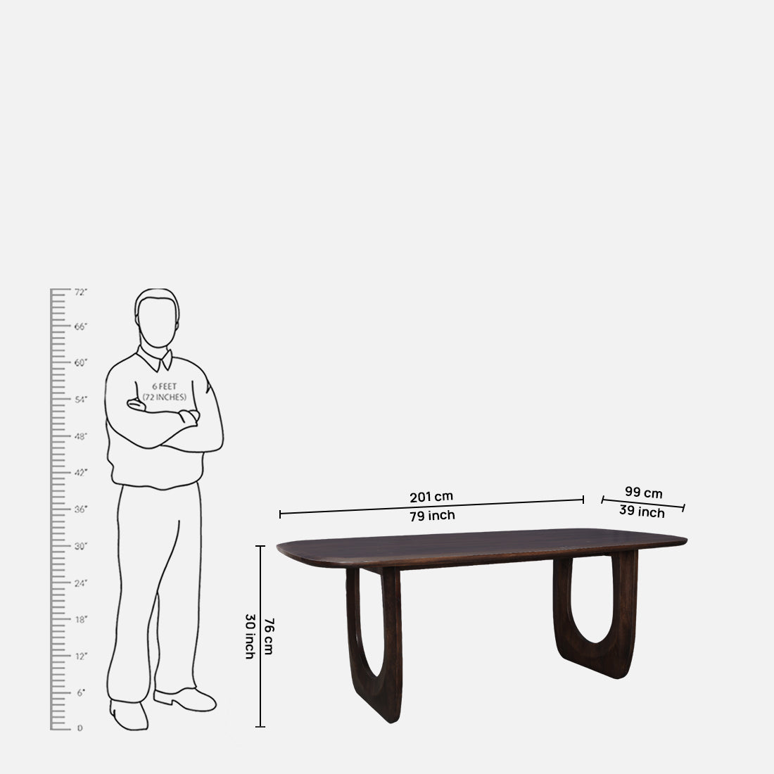 Cressida Solidwood Six Seater Dining Set in Walnut Colour