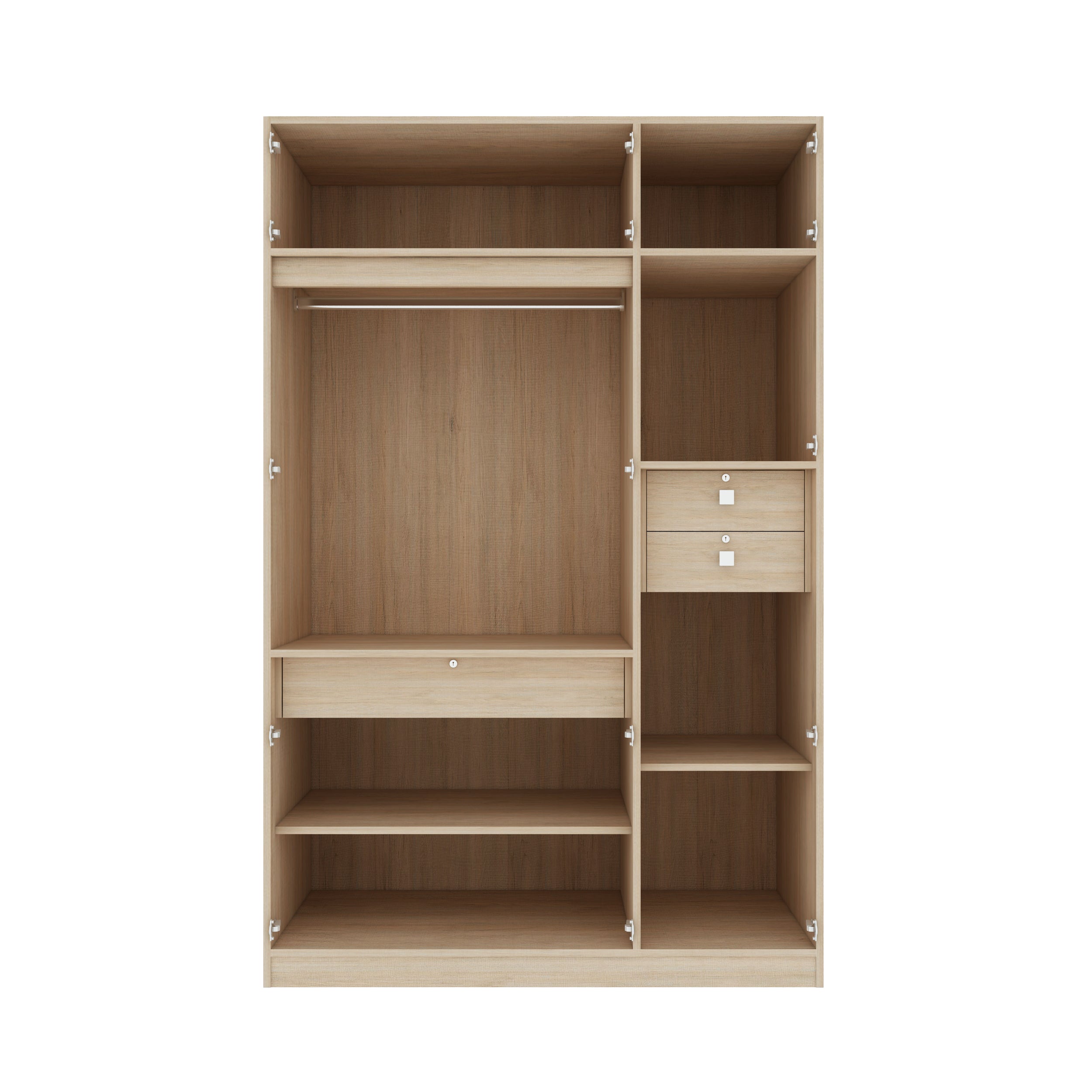 Jordan Three Door Wardrobe in Sonam Oak & White Colour