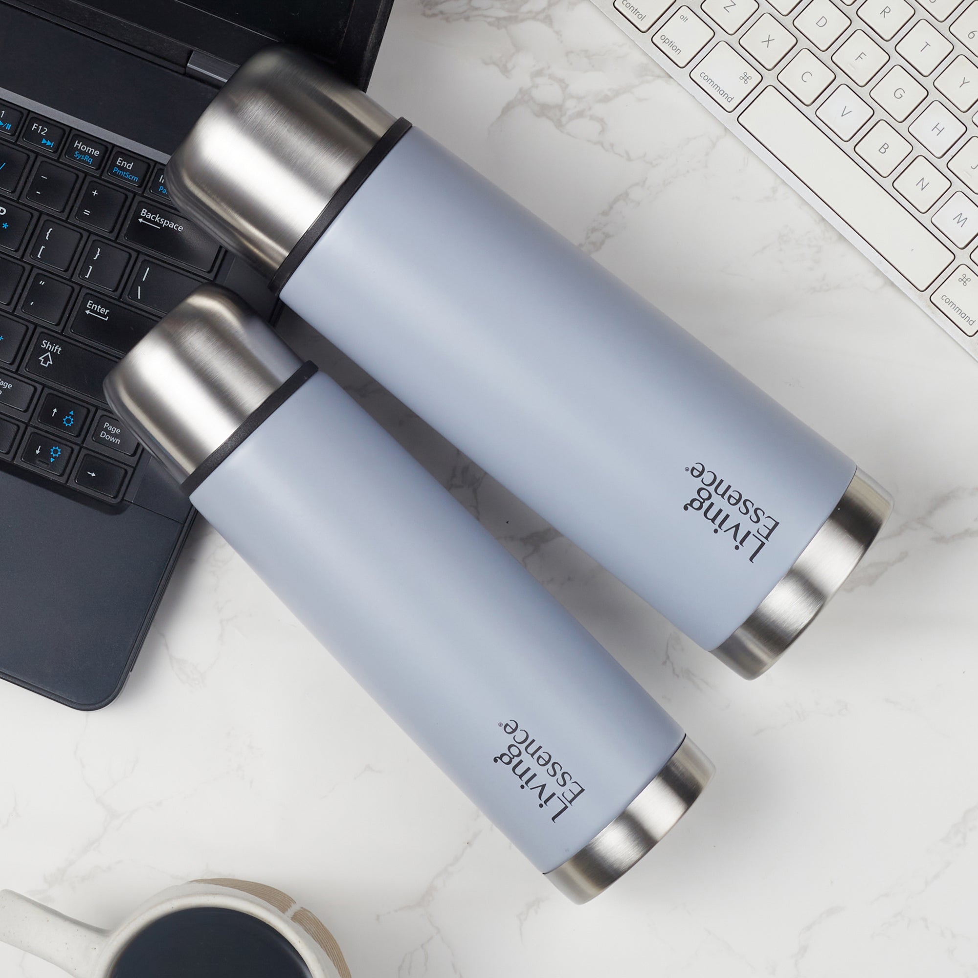 Fiesta Thermosteel Puro Vaccum Flask Combo Set of 2 in Grey Colour