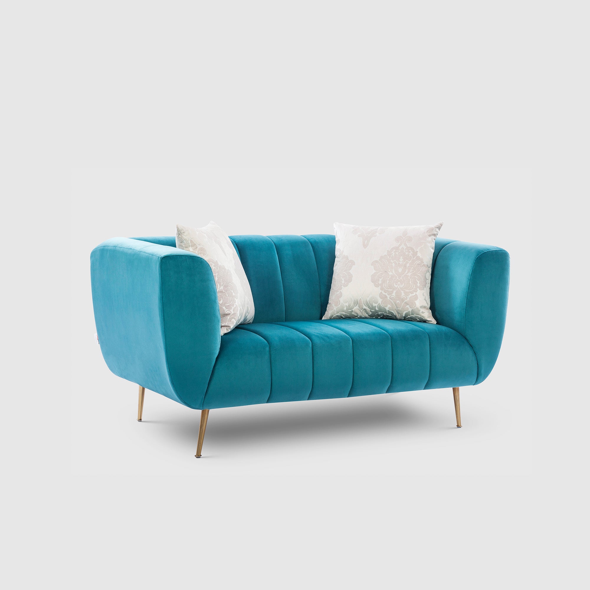 Catalina Velvet Two Seater Sofa in Teal Colour