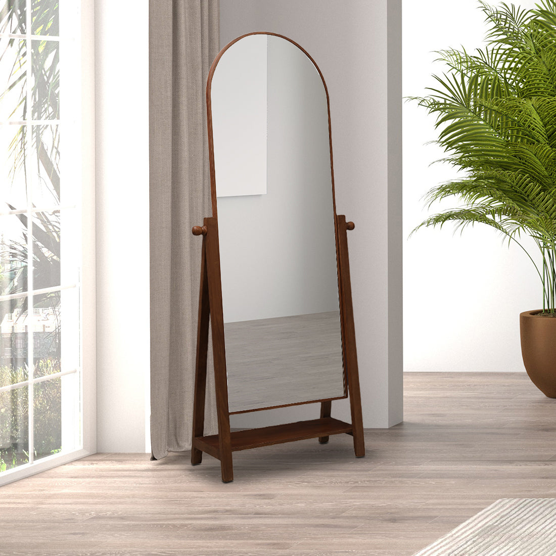 Freya  Standing Mirror in Walnut Colour