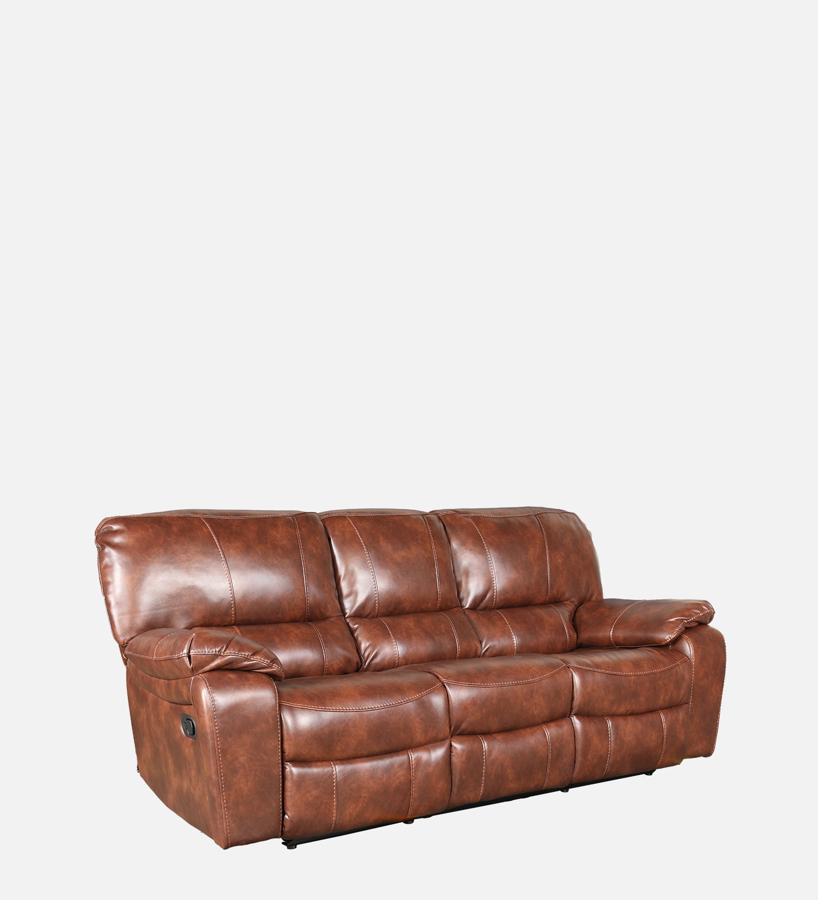 Urbano Leather Fabric Three Seater Recliner in Brown Colour