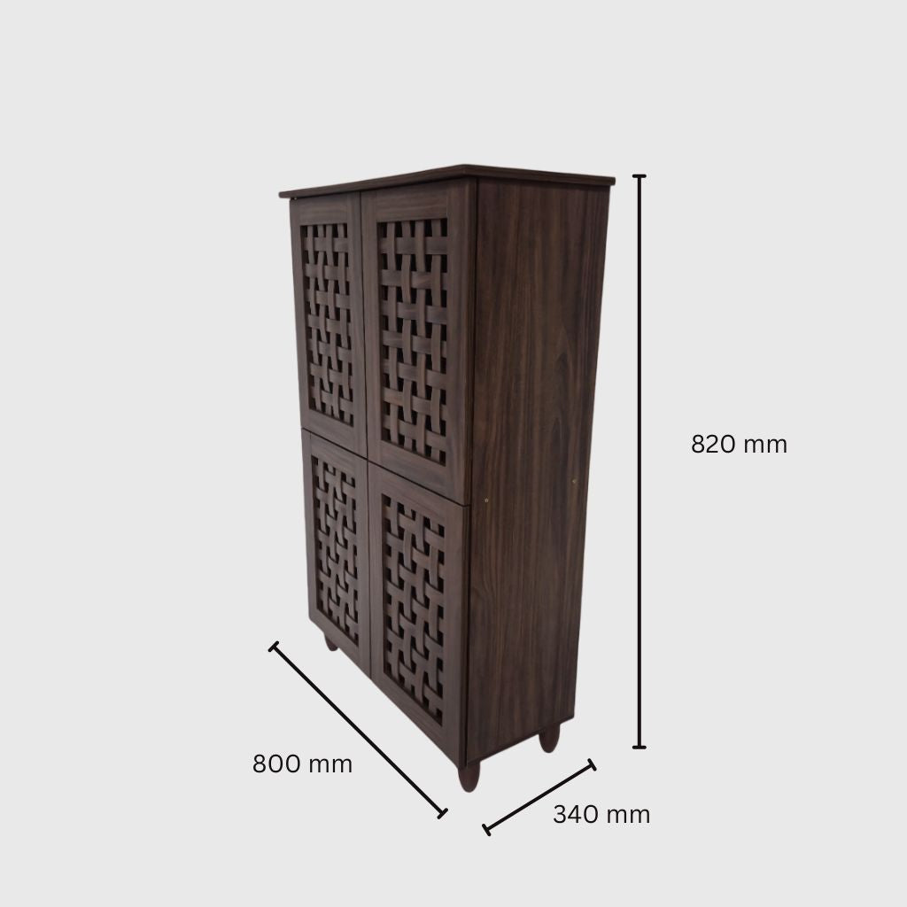 Neste 4 Door Shoe Rack in Walnut Colour