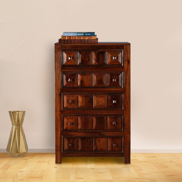 Woodrow Sheesham Wood(Rosewood) Chest of Drawer in Honey Colour