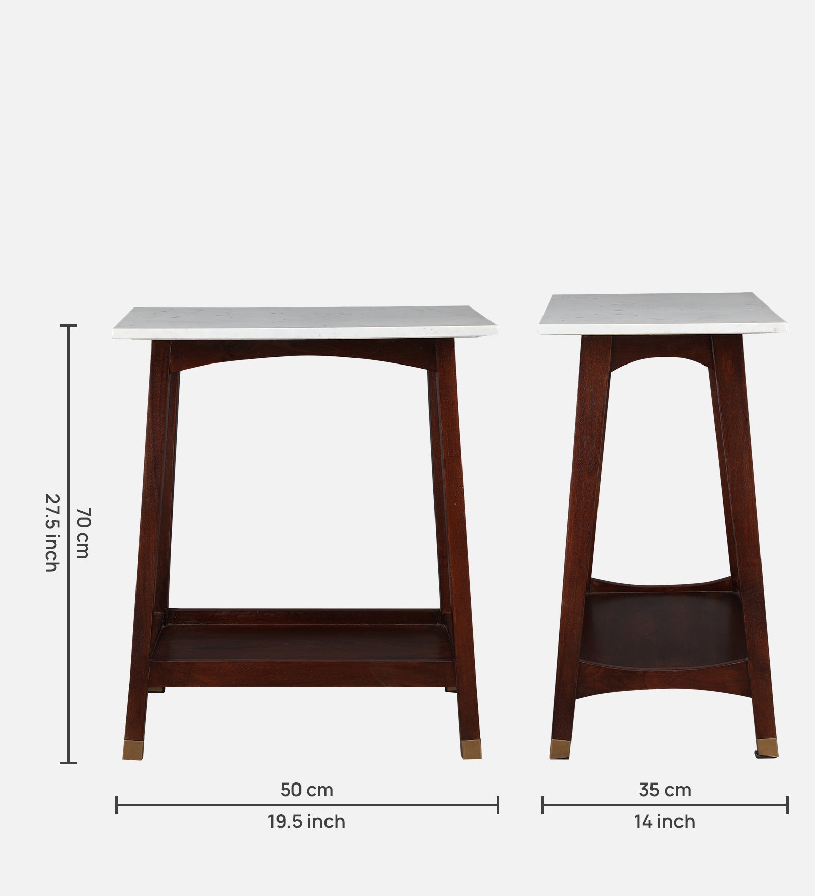 Dante Solid Wood Side Table in Walnut Colour