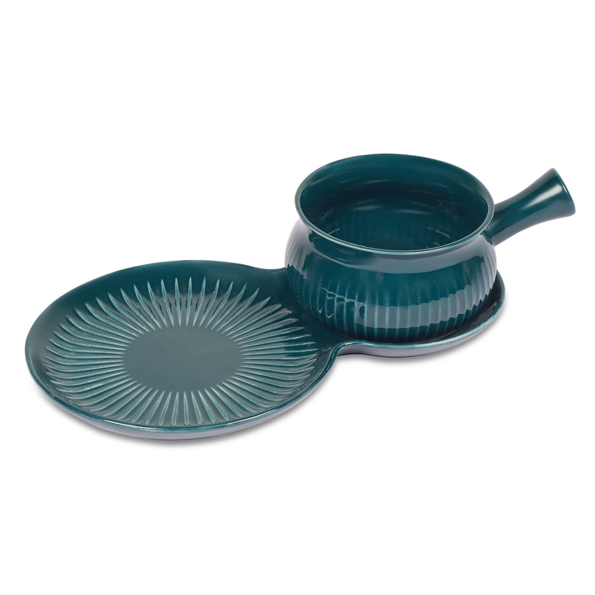 Ace Ceramic Soup Cup & Serving Platter Combo in Assorted Colour