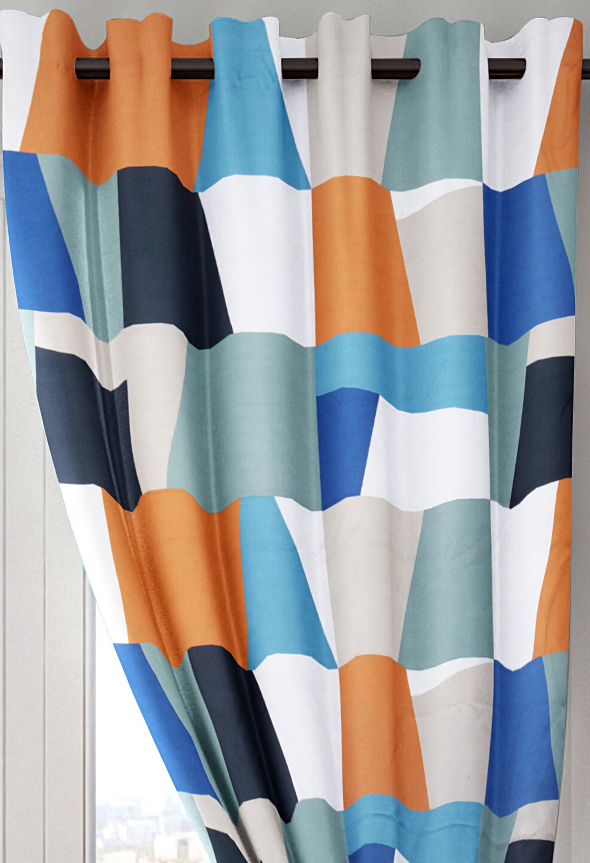 Cascade Colorful Abstract Polyester Door Curtain in Multi Colour