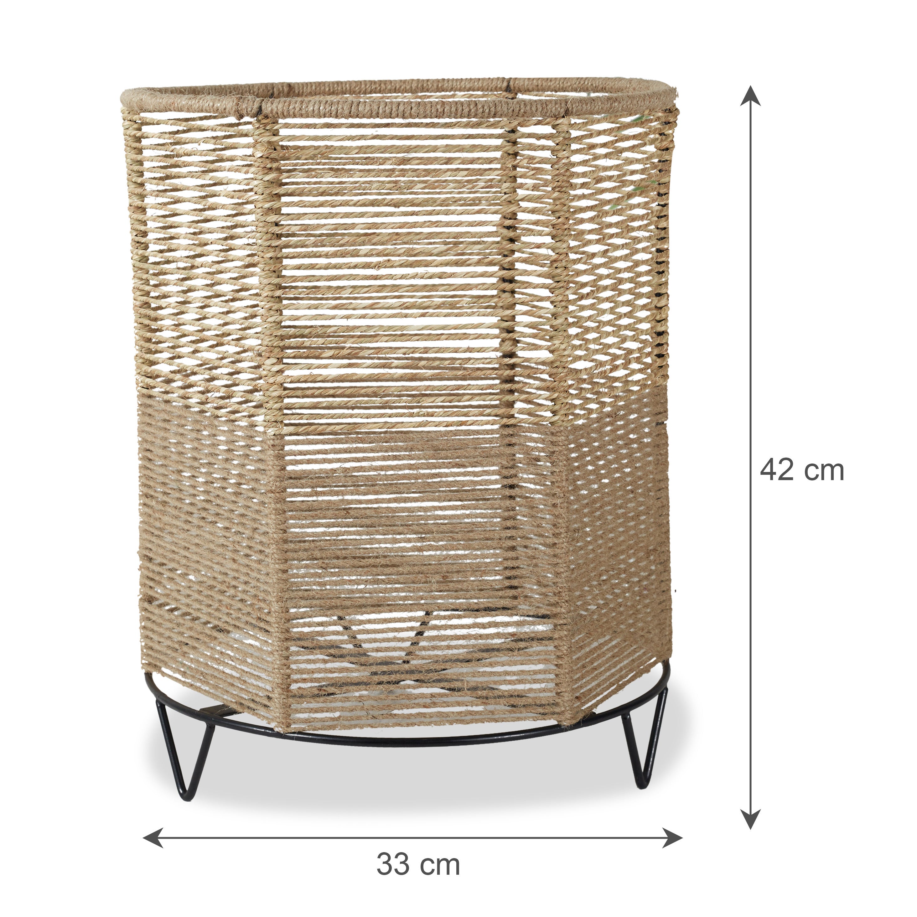 Boho Metal And Natural Fiber Planter Stand 42Cm in Brown Colour